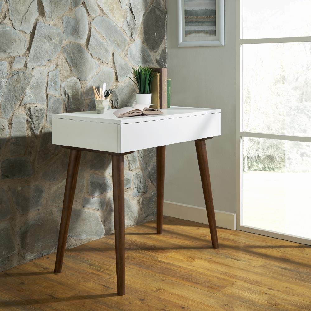 HomeFare 34-in White Modern/Contemporary Rubberwood Writing Desk in the ...