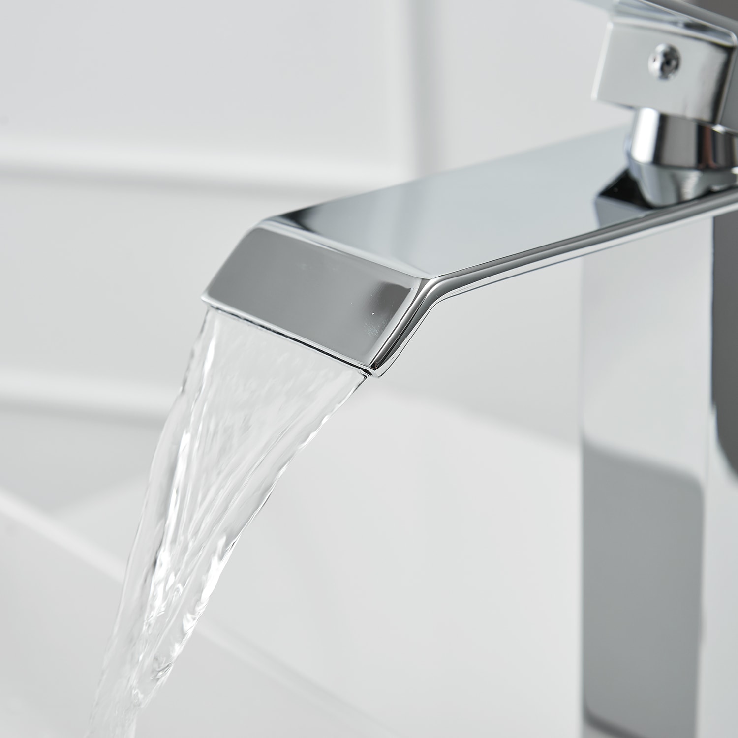 Polished Chrome Waterfall Vessel Sink Faucet with Pop-Up Drain