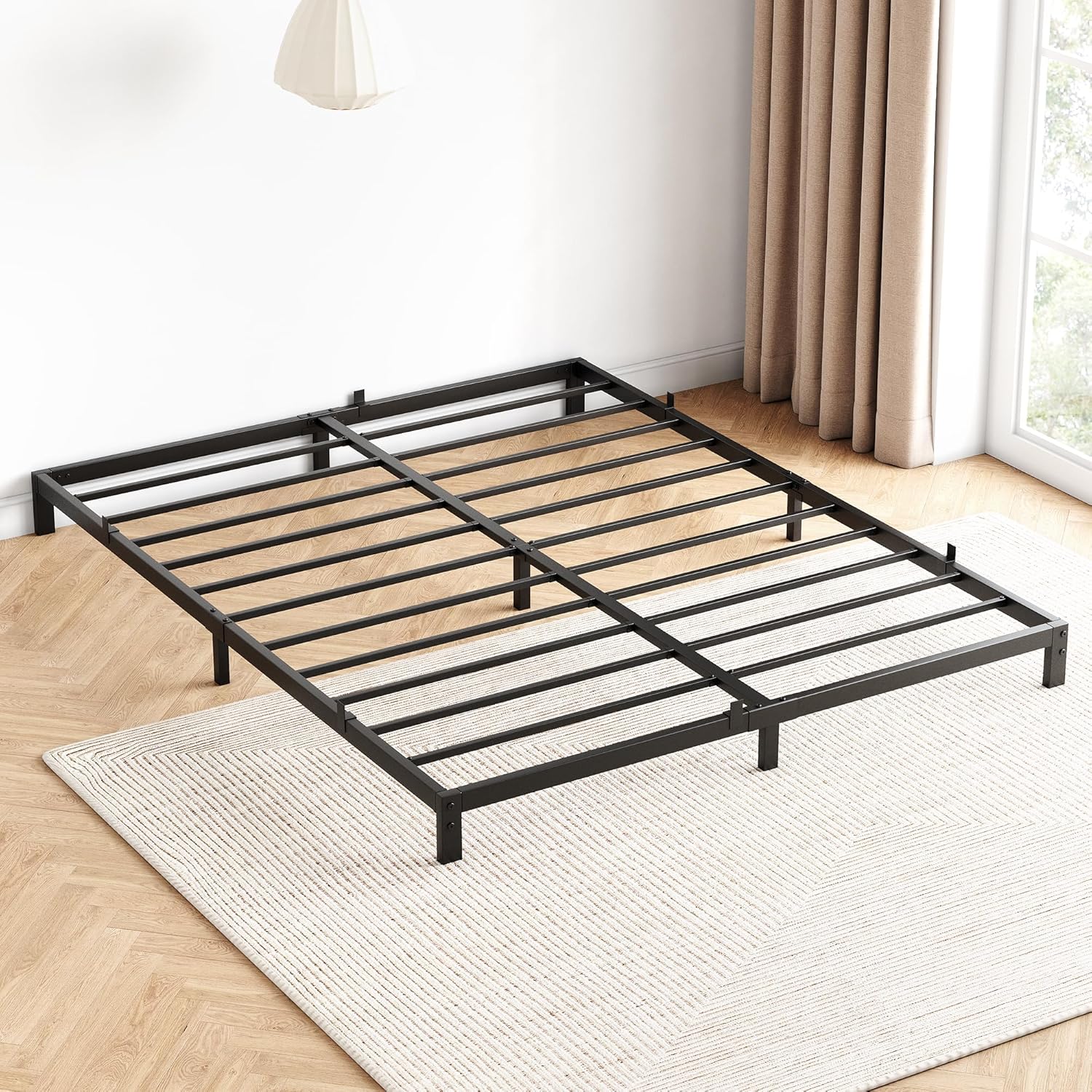 Qeetex LHF-BED-PHO-0YIO9CW7 8 Inch Queen Bed Frame Queen Size Metal Platform Bed Frame with Storage Under Bed Sturdy Structure Easy Assembly No Box Spring Needed Noise Free Black