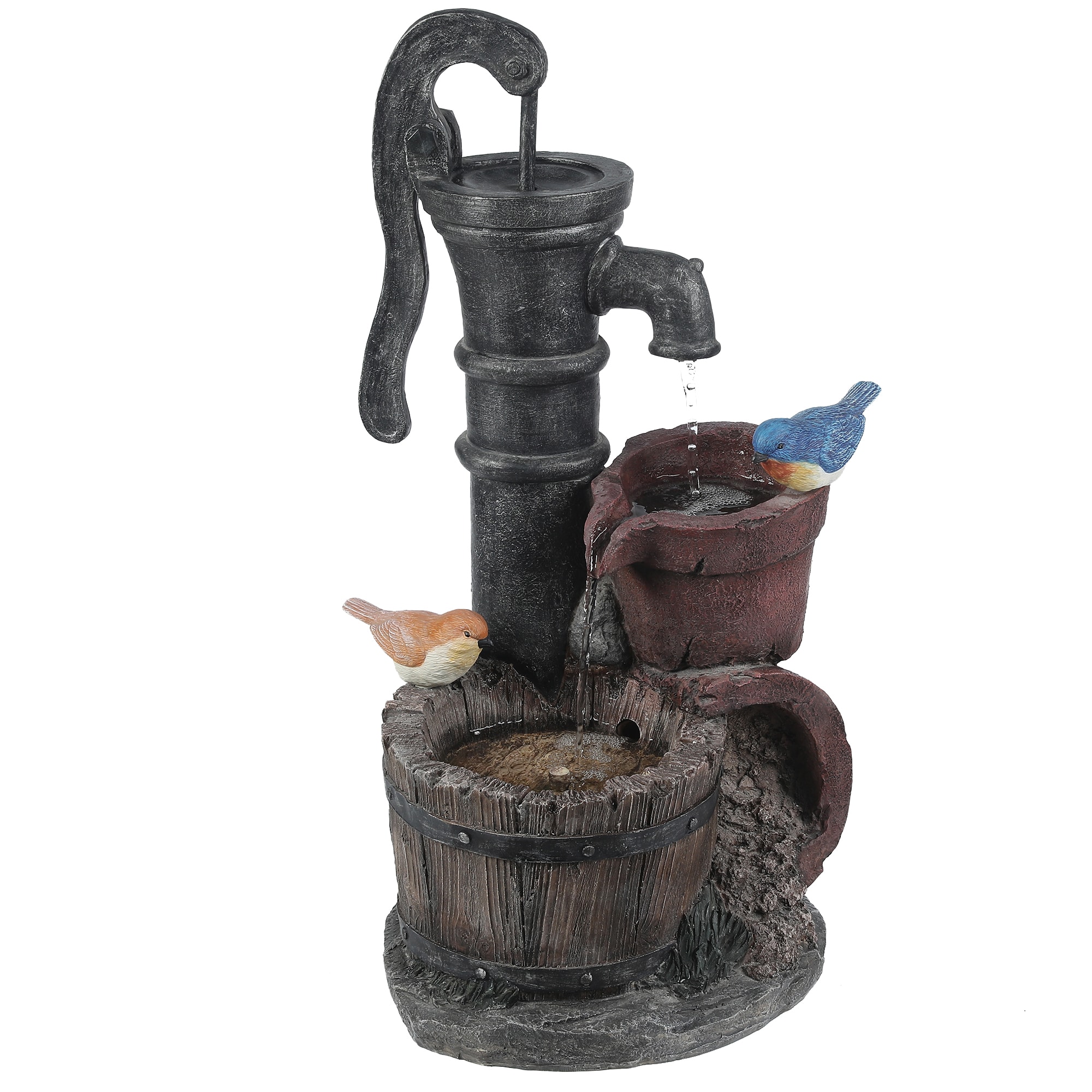 LuxenHome WHF732 24.8-in H Resin Outdoor Fountain Statue Pump Included