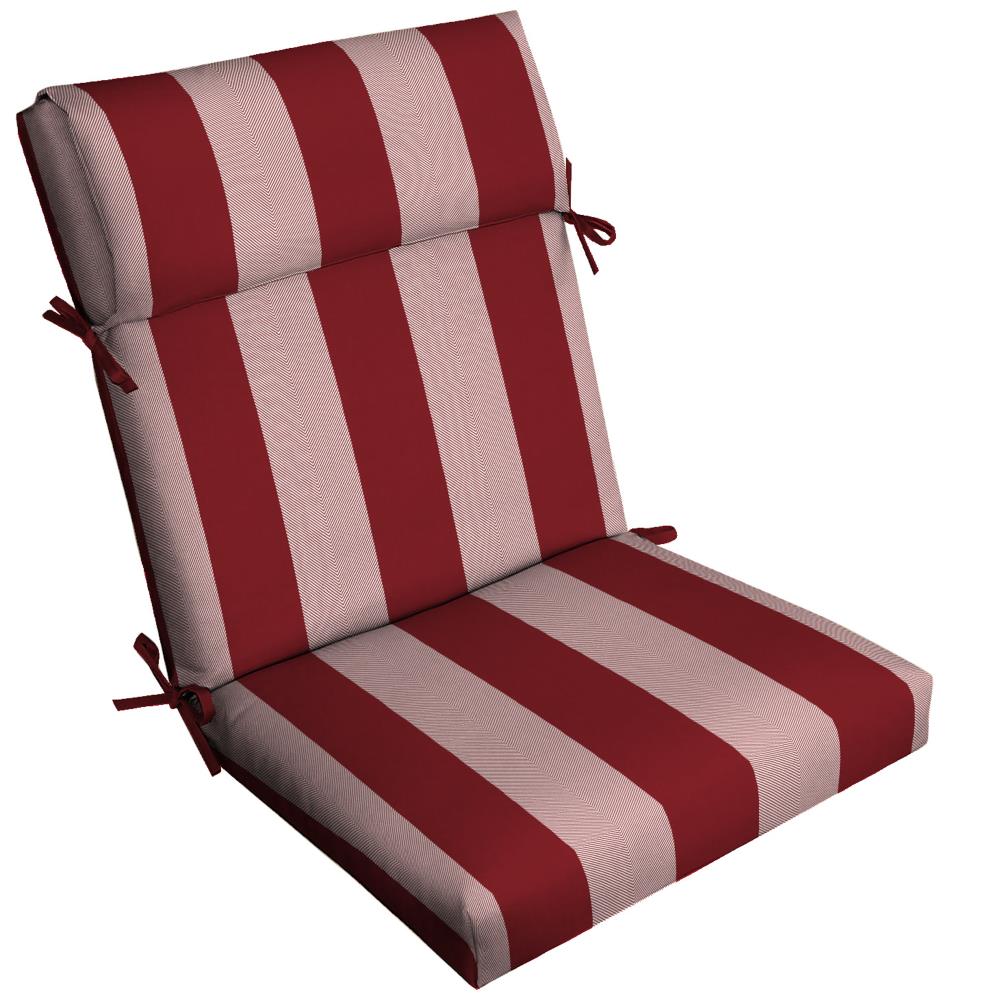 Allen Roth Herringbone Cabana Stripe Dark Cherry High Back Patio Chair Cushion In The Furniture Cushions Department At Com - Allen And Roth Red Patio Cushions