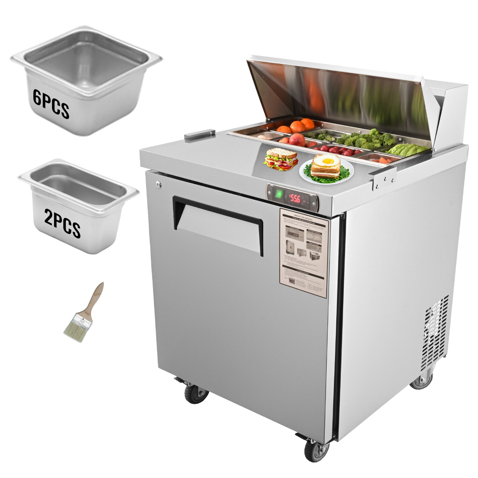 Stainless Steel Commercial Food Prep Table with Refrigerator