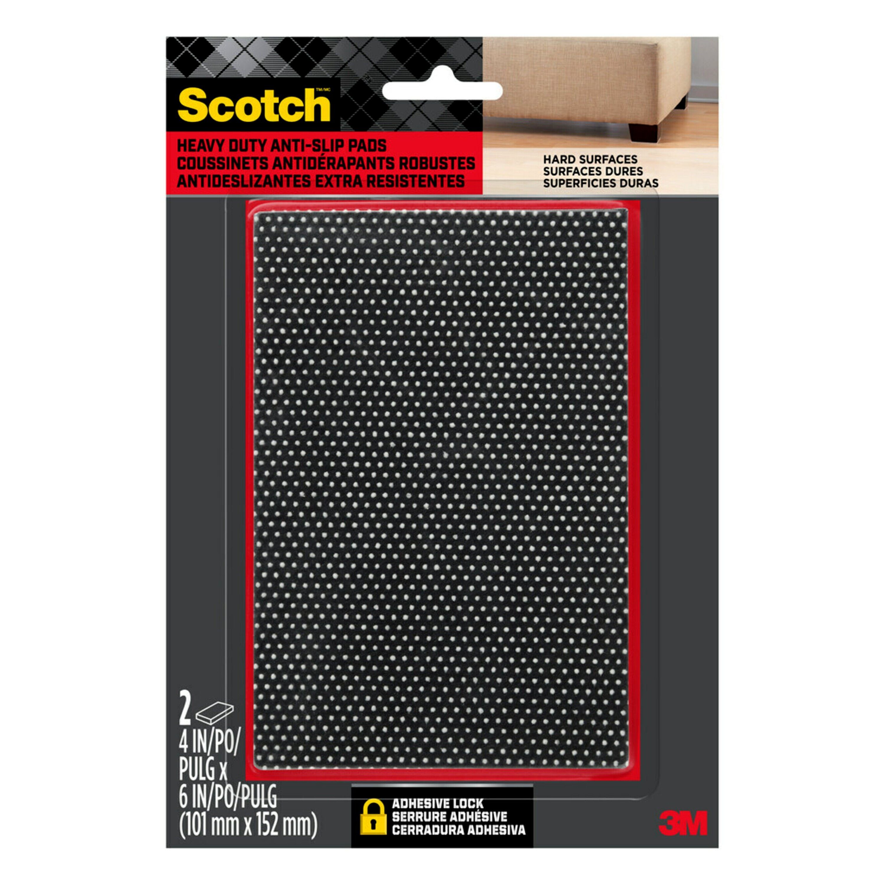 Scotch Anti-Skid 2-Pack 4 In X 6 In Black Plastic Gripper Pads