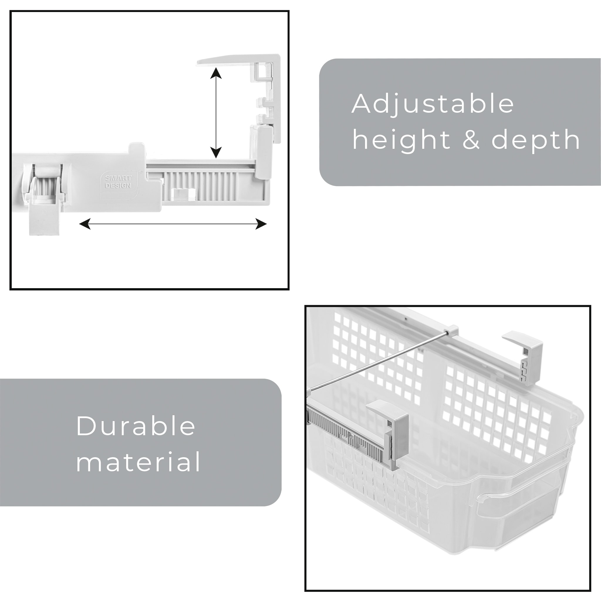 Smart Design 14.63-in x 8-in Clear Plastic Expandable Drawer