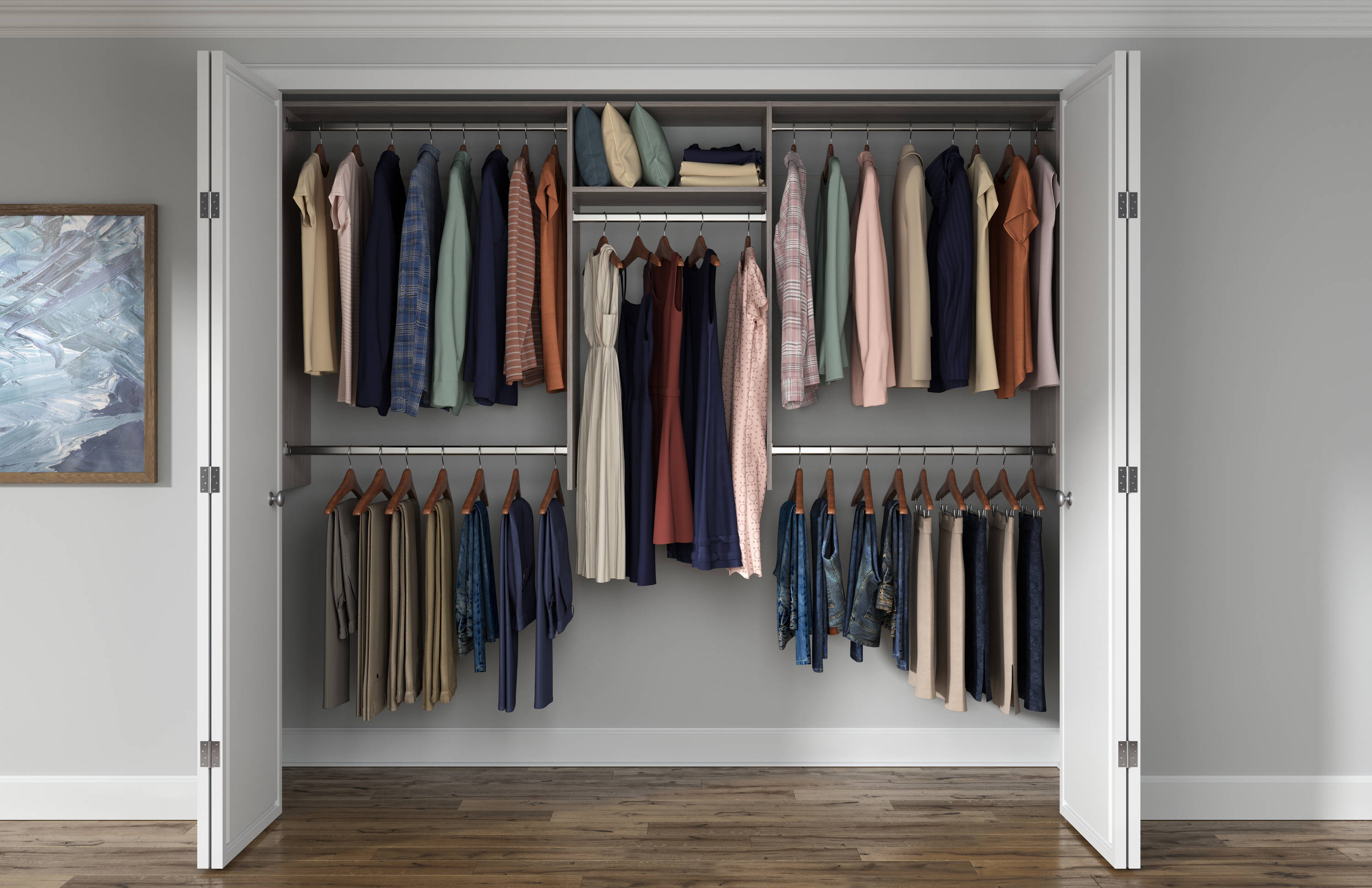 Easy Track 4-ft to 8-ft W x 7-ft H Weathered Grey Solid Wood Closet ...