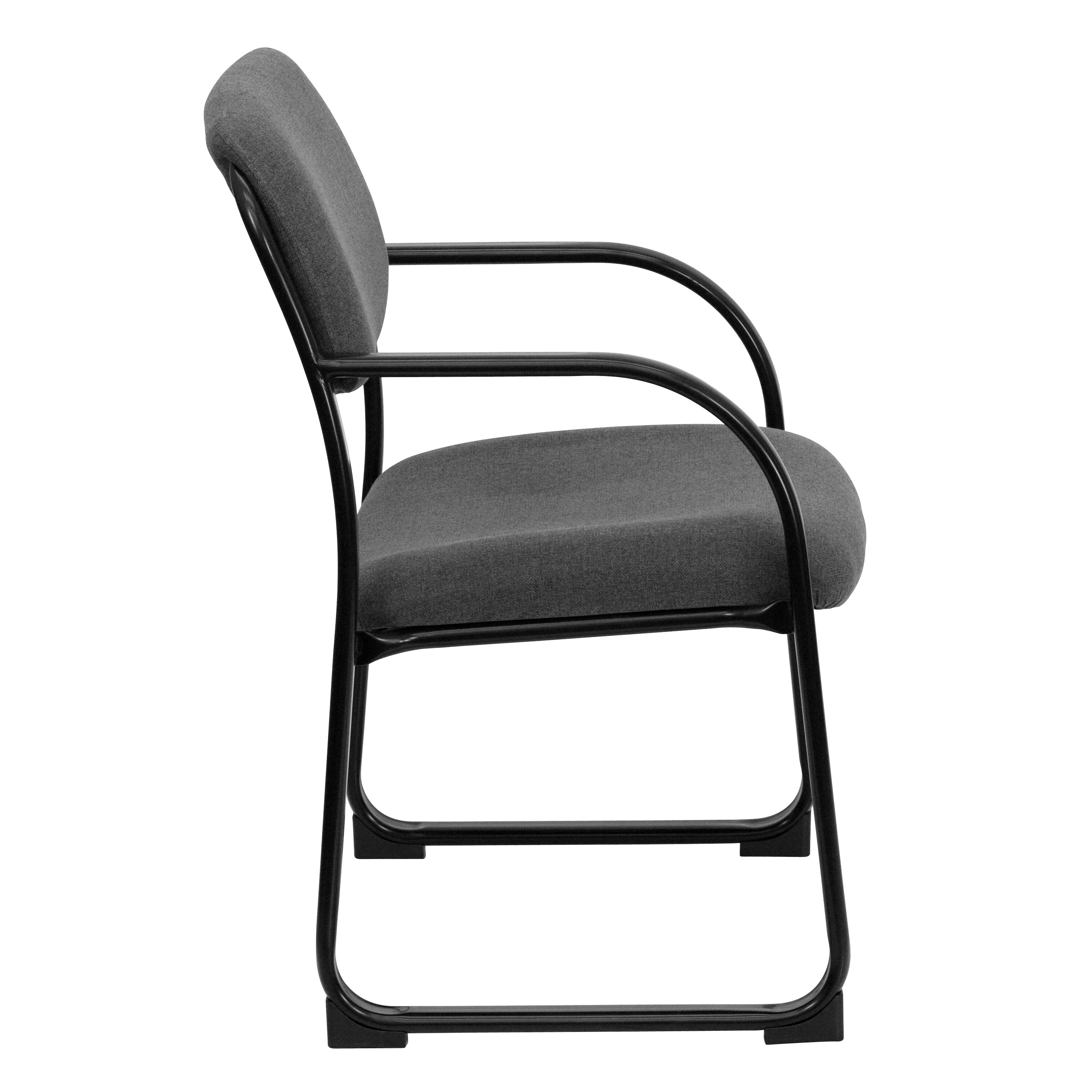 Elegant Gray Fabric Executive Side Chair with Metal Sled Base