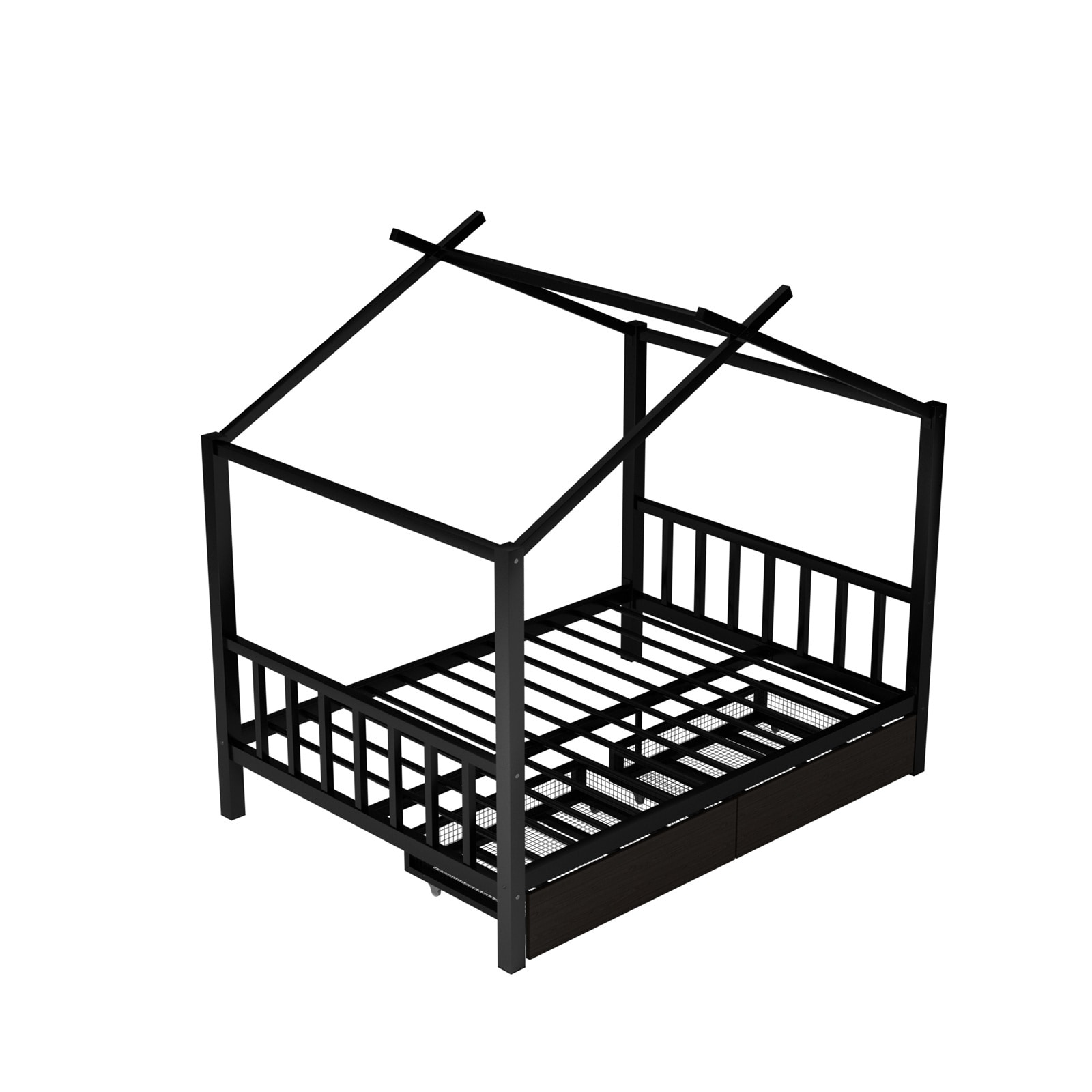BESTCOSTY MF298LJW292AAB-ZY Black Full Metal Canopy Bed