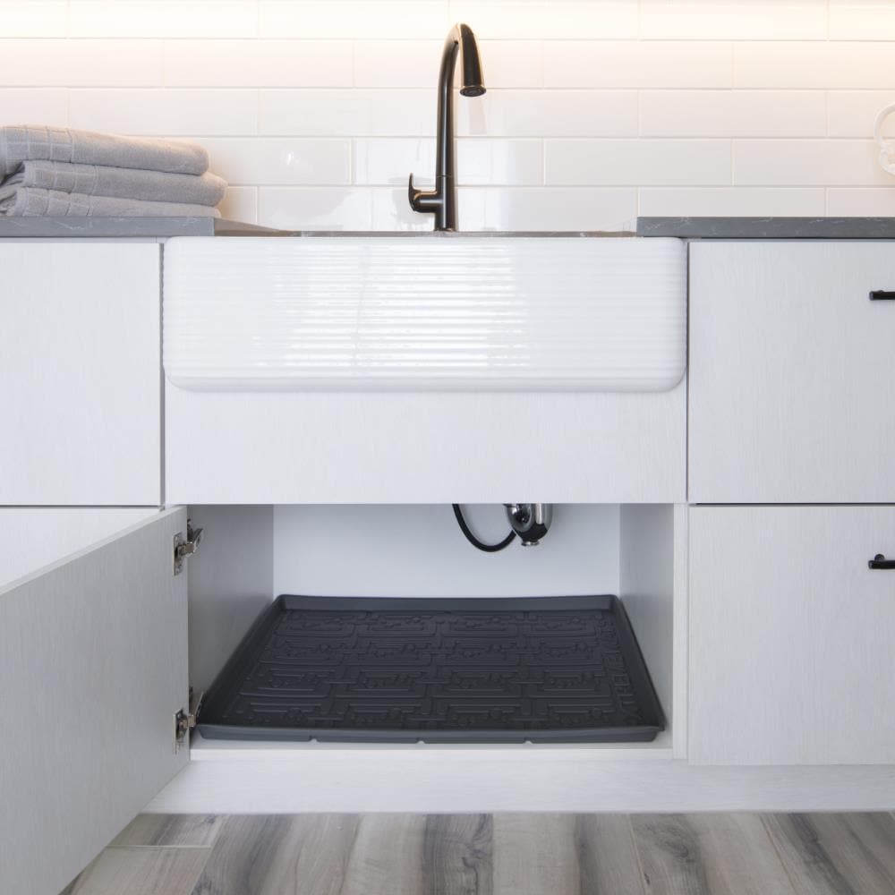 Xtreme Mats 40 in. x 22 in. Grey Kitchen Depth Under Sink Cabinet Mat Drip Tray Shelf Liner