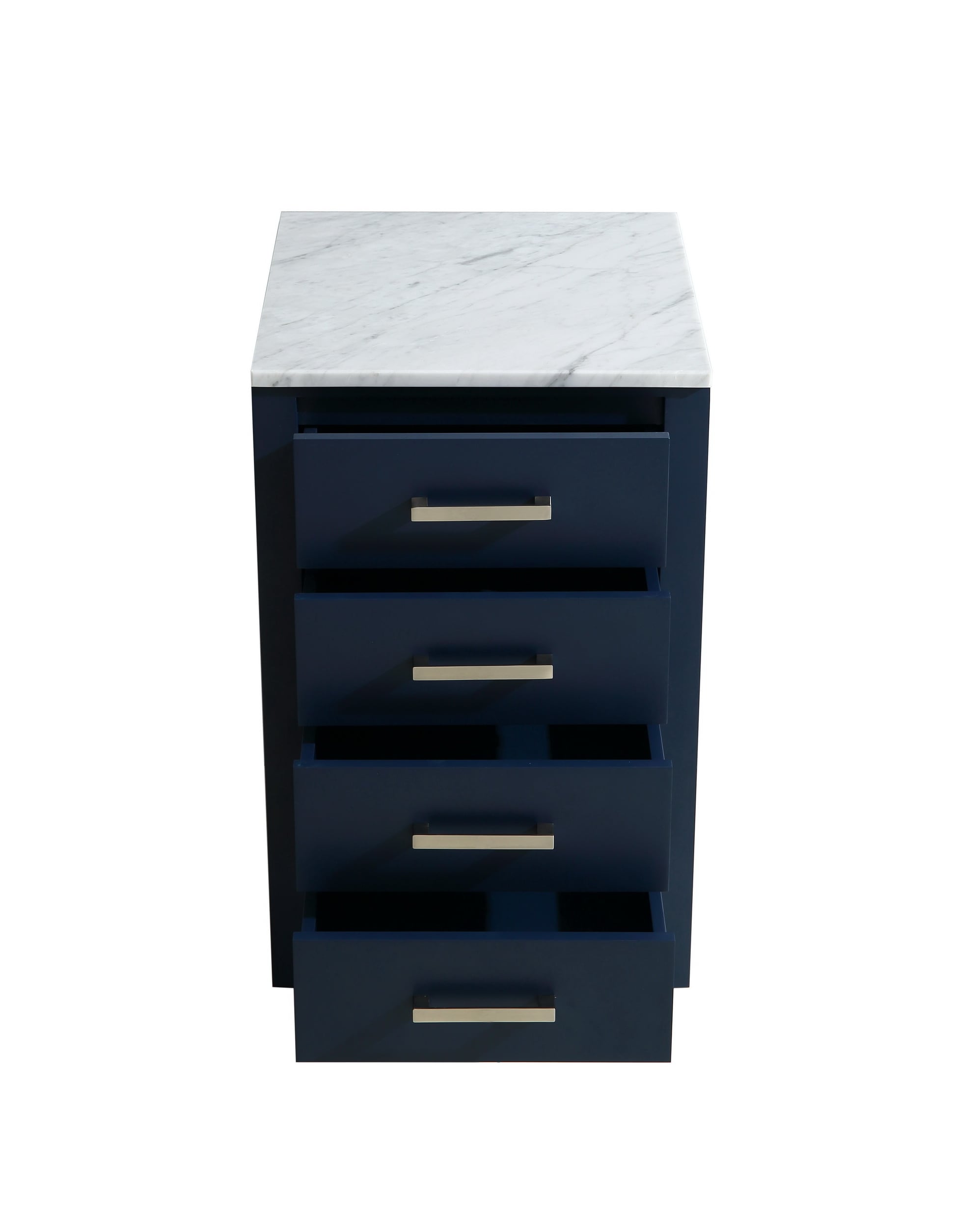 Lexora LJ322220EDSSCB Jacques 20-in Navy Blue Single sink Bathroom Vanity with White Carrera Marble Marble Top