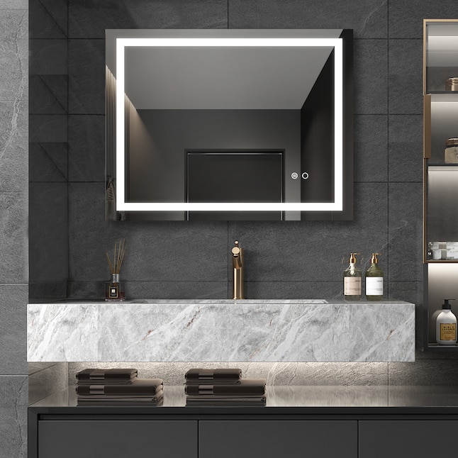Wellfor Led Lighting Bathroom Wall, Framed Commercial Restroom Mirrors