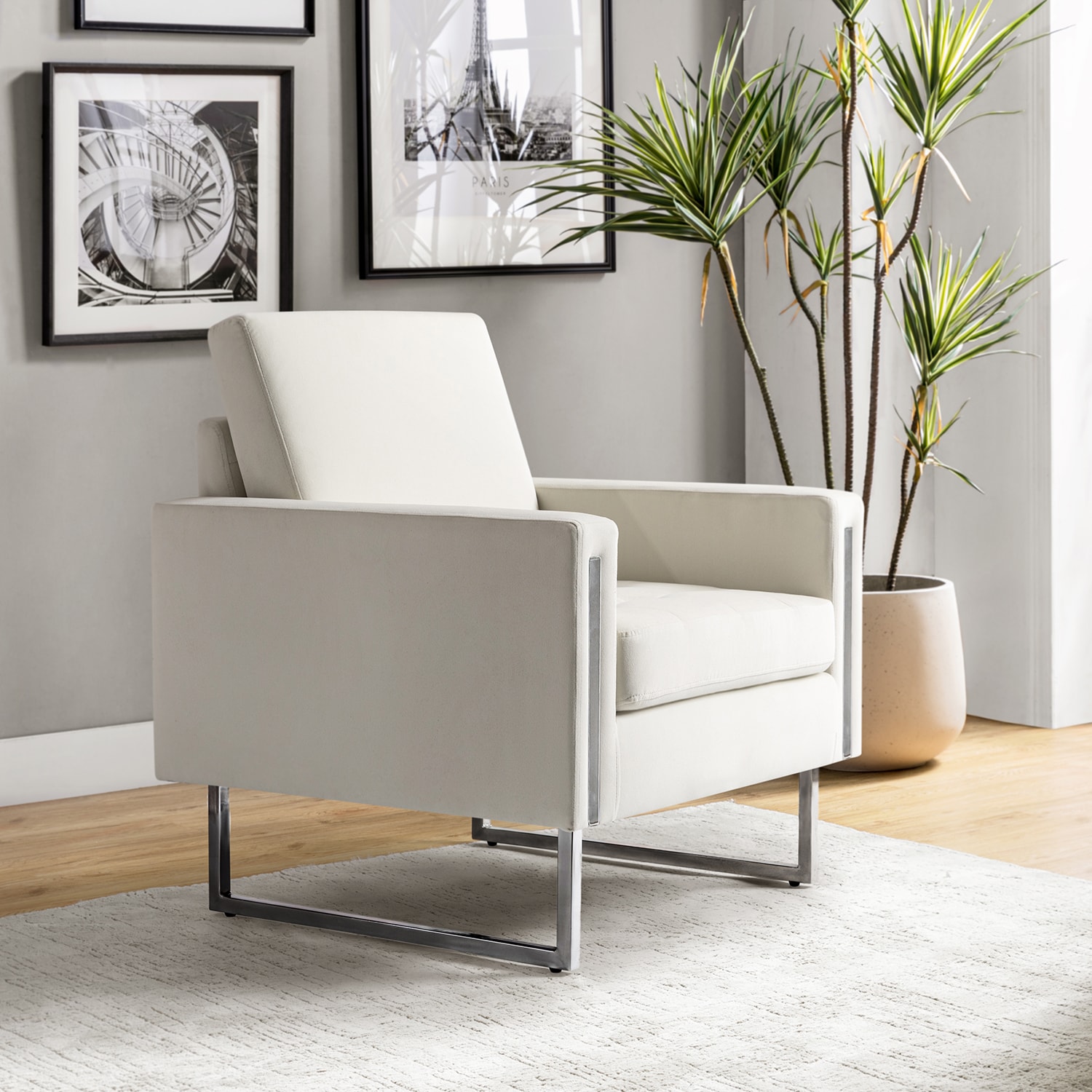 14 Karat Home CHHQ0419-IVORY Modern IVORY Accent Chair