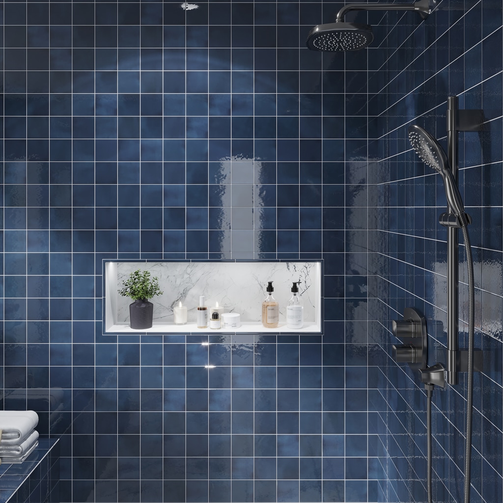 4 in Black Ceramic Tile 4.25 inch Shower Bathroom Kitchen Backsplash  American Olean Gloss 4 1/4 Box 10 Piece