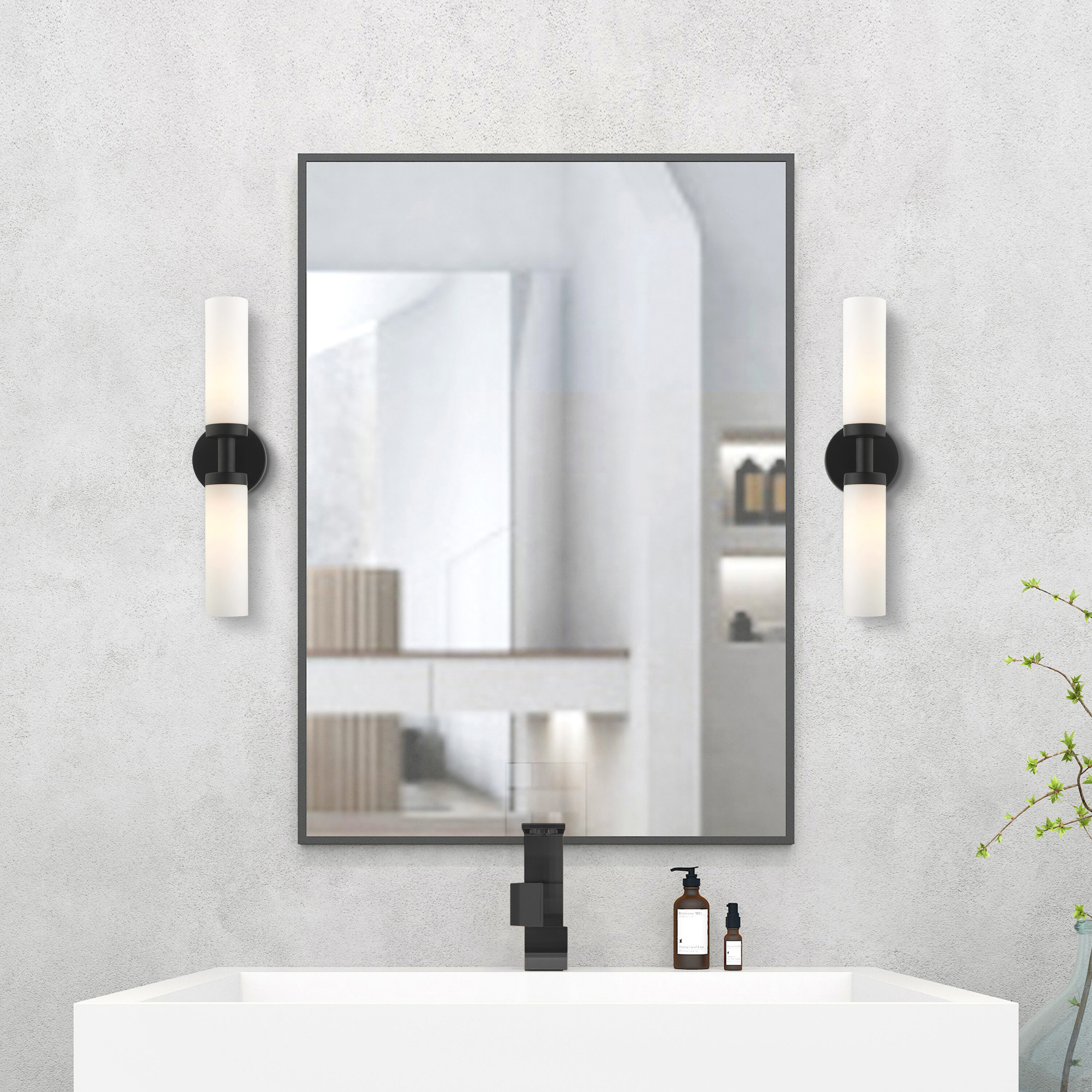 Livex Lighting Aero 4.25-in 2-Light Black Modern/Contemporary Vanity ...