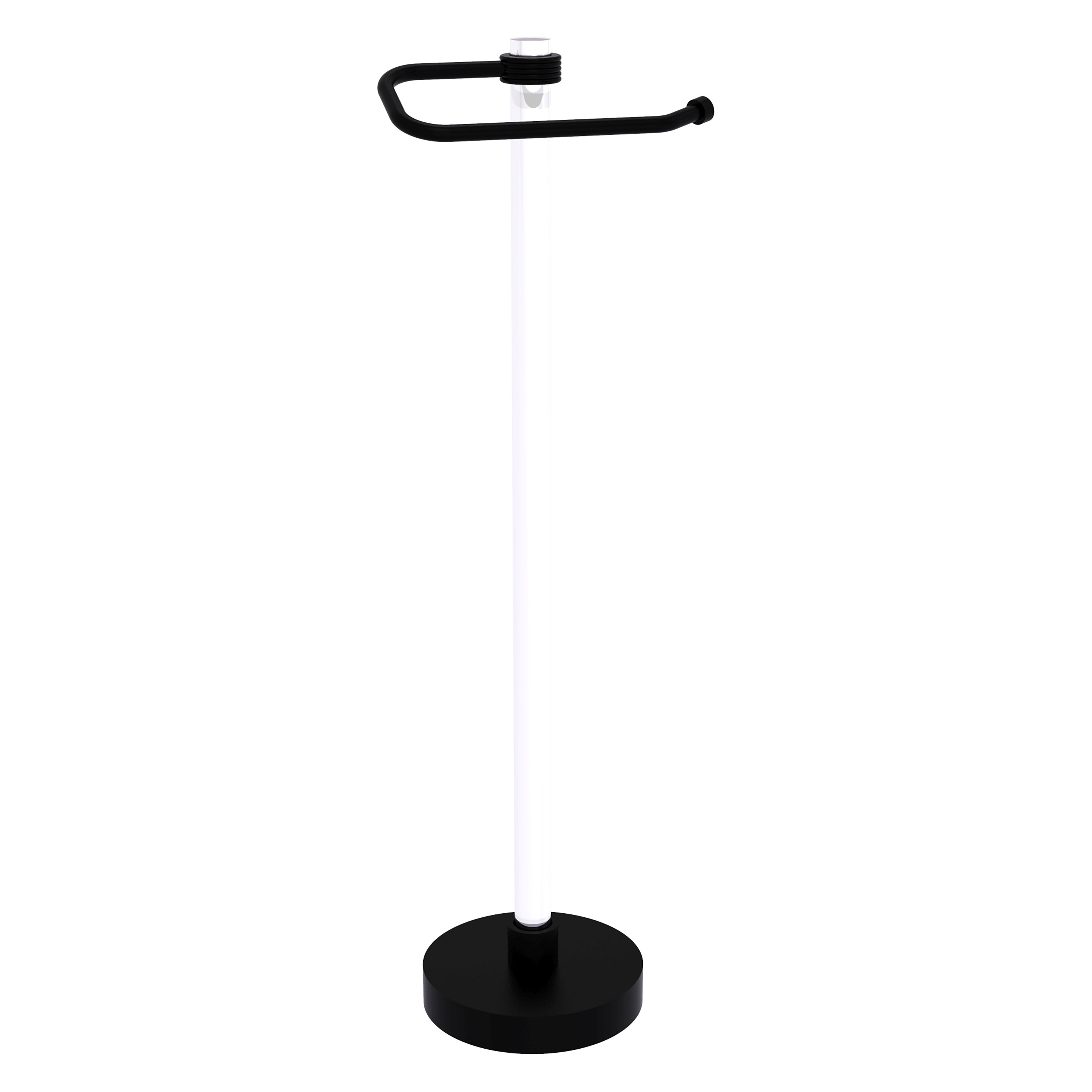 Allied Brass CVTS-25G-BKM Clearview Matte Black Freestanding Single post Toilet Paper Holder 1 -Rolls with Storage