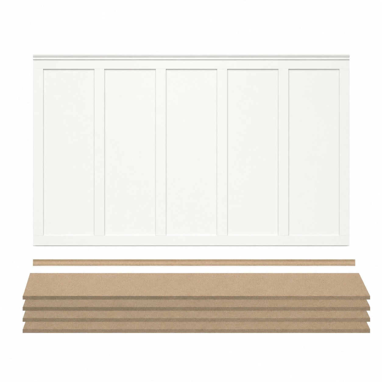 Aoibox  Premade Board and Batten Paintable Wainscoting Kit with 10 Slat Panels and 2 Edge Strips Covers 94 5 x