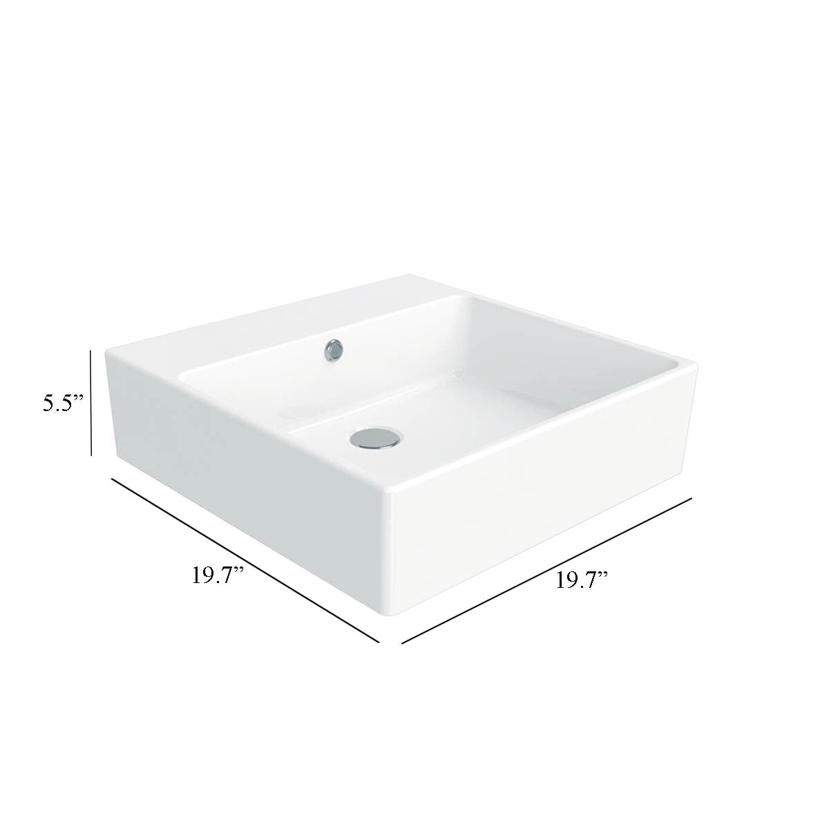 WS Bath Collections Simple Ceramic Wall-mount Square Modern Ceramic ...