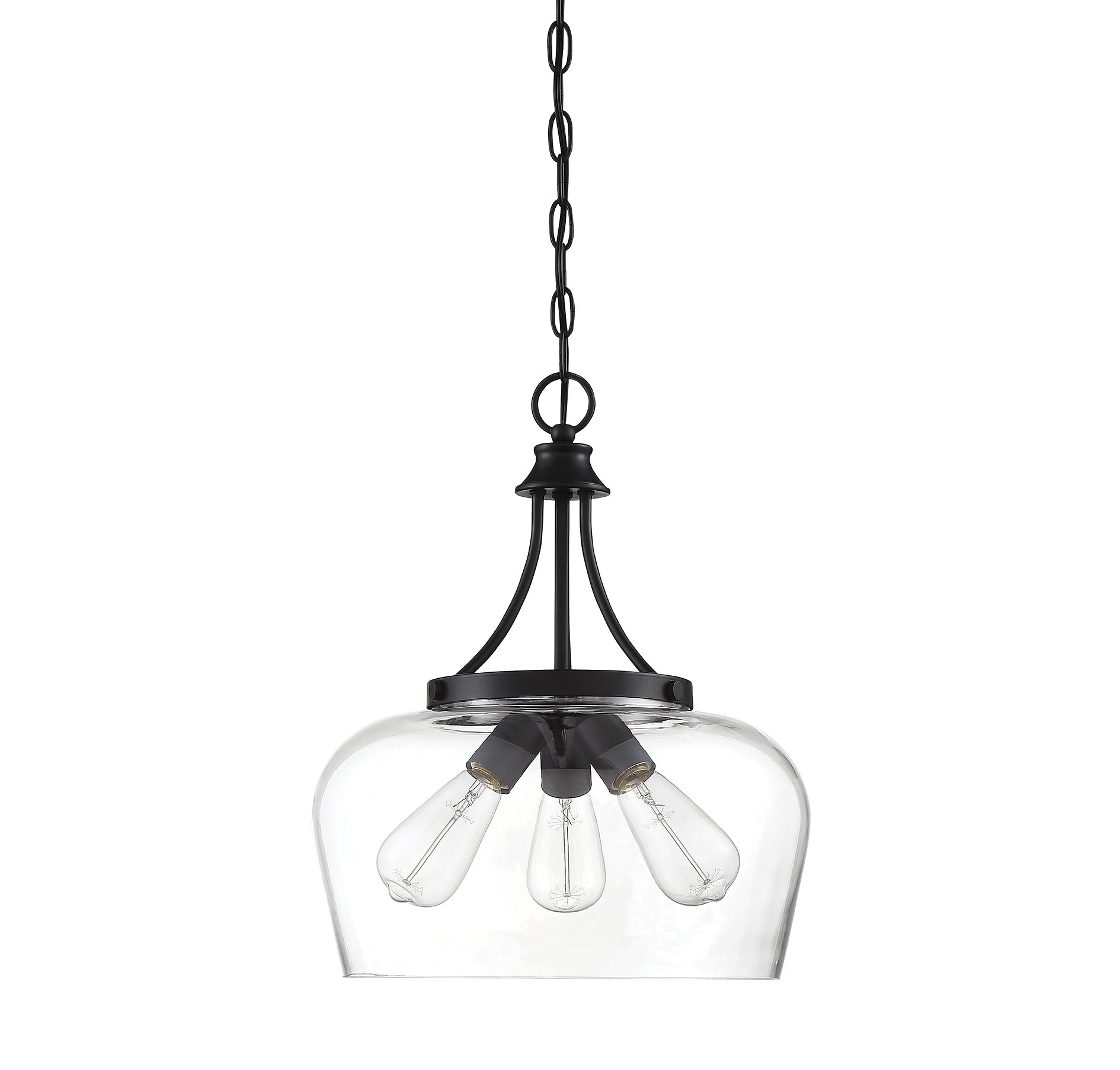 Savoy House Octave Black 3-Light Pendant with Clear Glass Shade