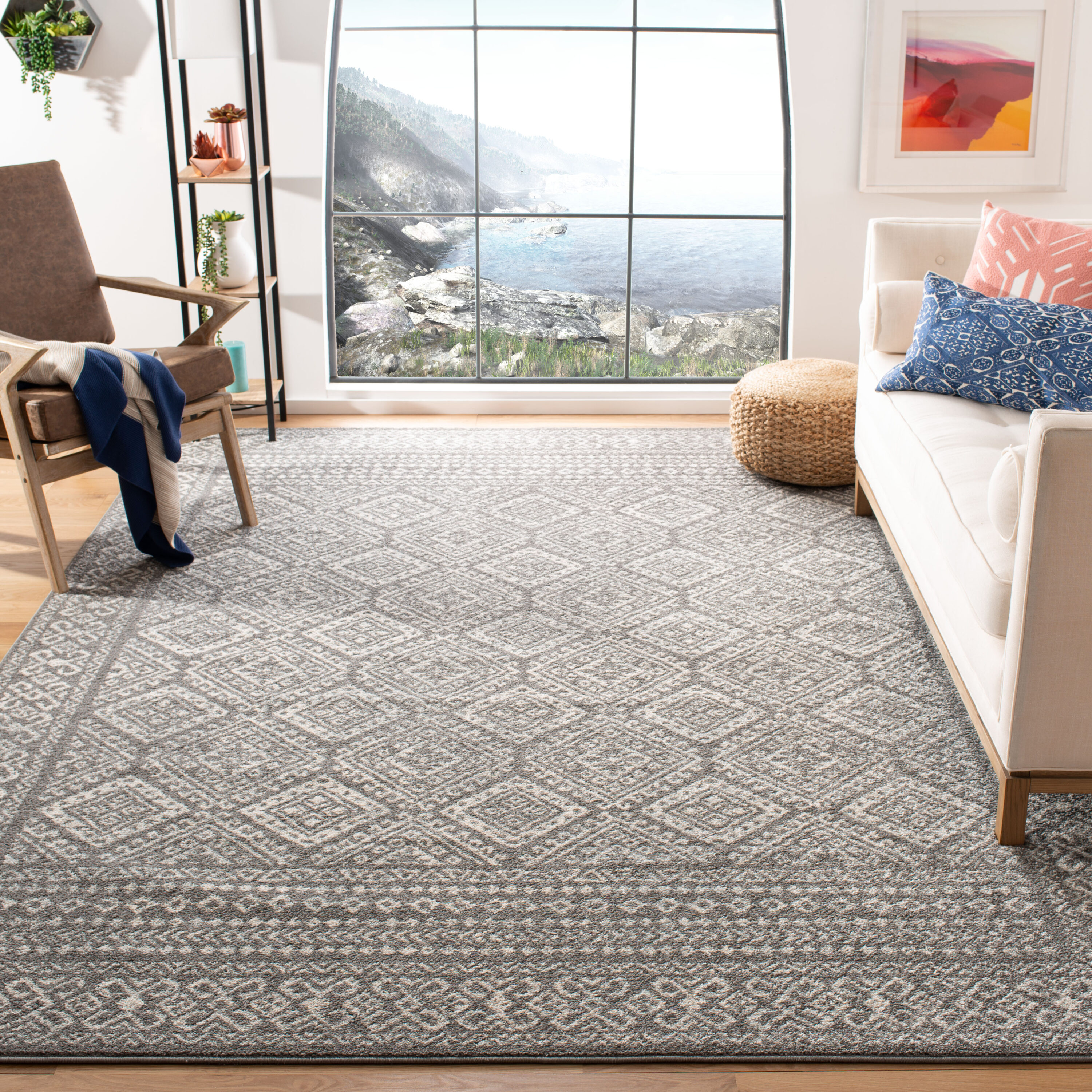 Safavieh Tulum 264F Dark Grey Ivory 12 x 15 Rectangular Area rug