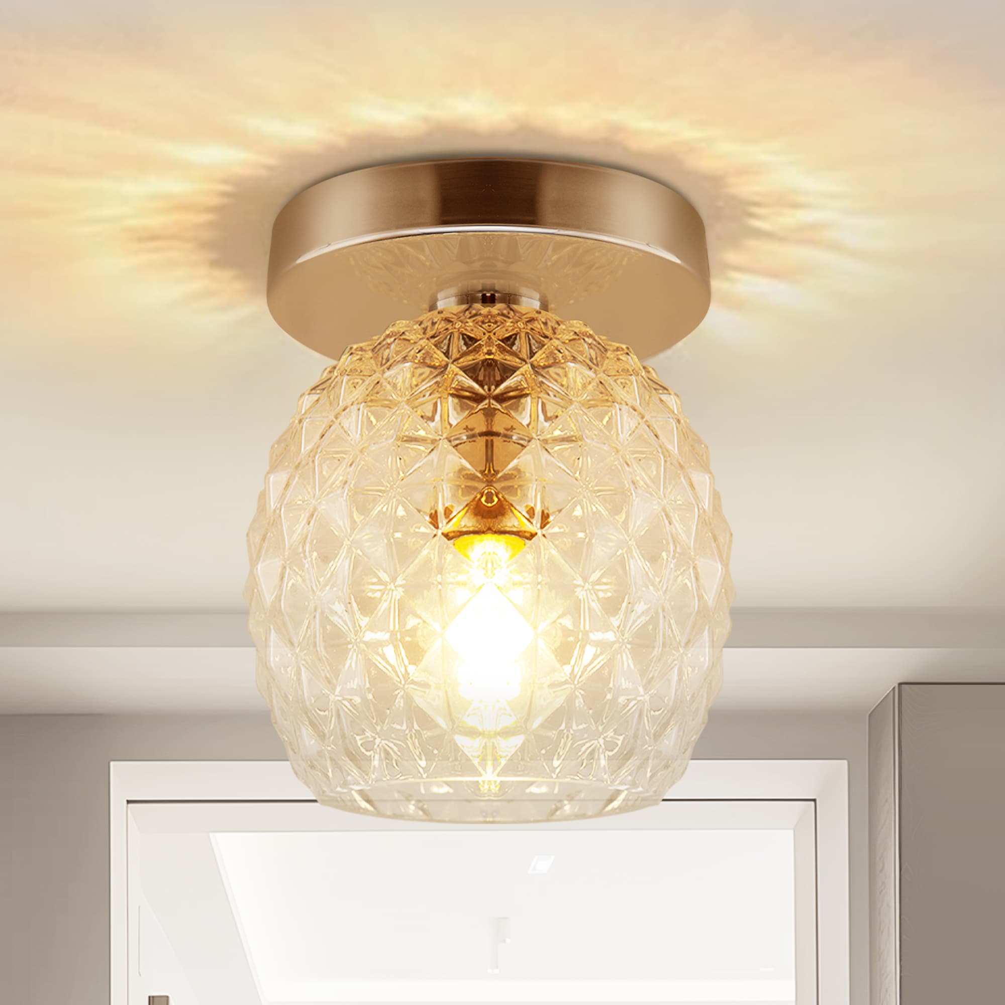 YANSUN L-CL028 1 -Light 5.1-in Gold Flush Mount Light