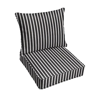 Mozaic Company Sunbrella 2 Piece S Classic Deep Seat Patio Chair Cushion In The Furniture Cushions Department At Com - Black White Striped Patio Chair Cushions
