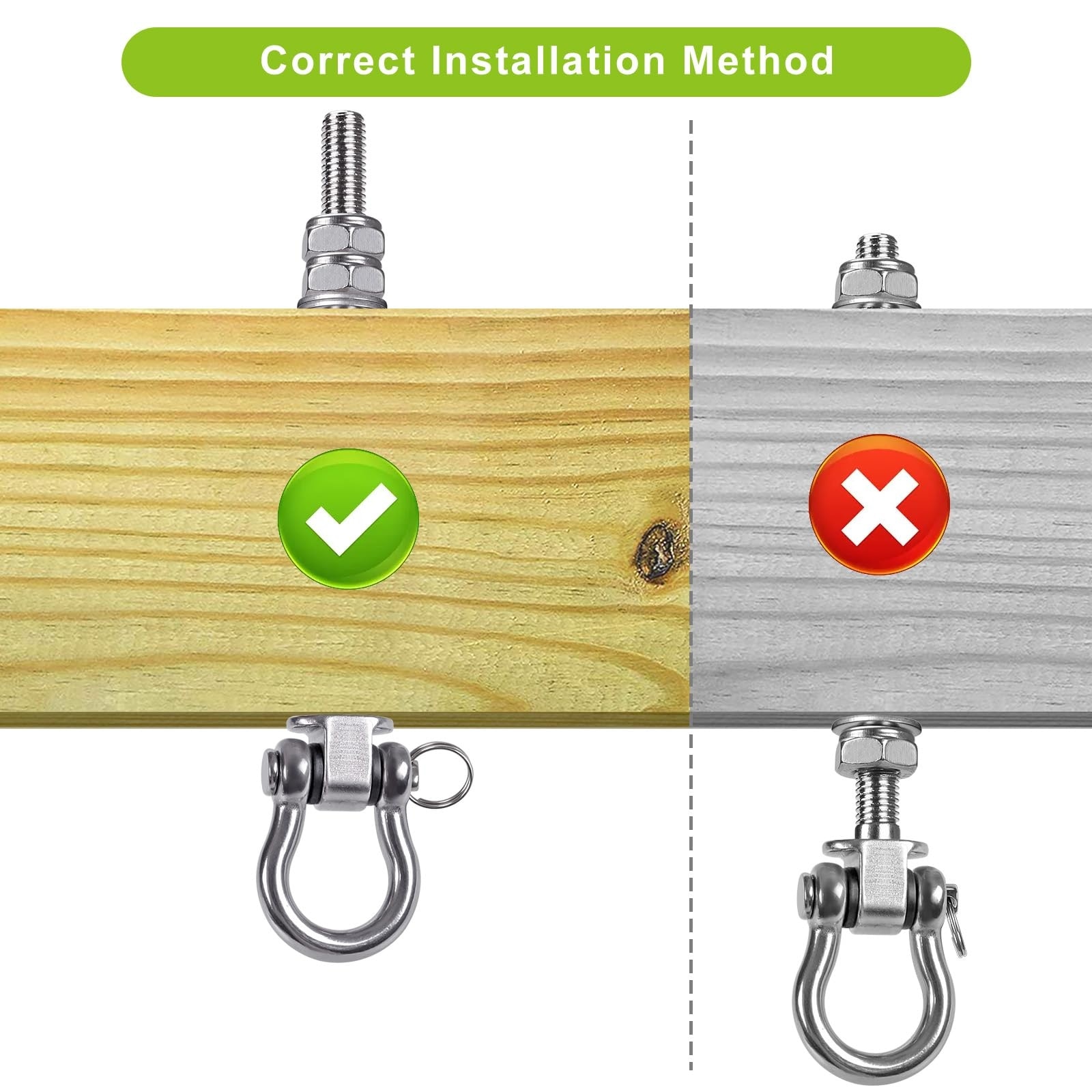 Etokfoks  304 Stainless Steel Swing Hangers 2 Pack 6 in Beam Width 1800LB Capacity 180 Degree Rotation Rust Resistant