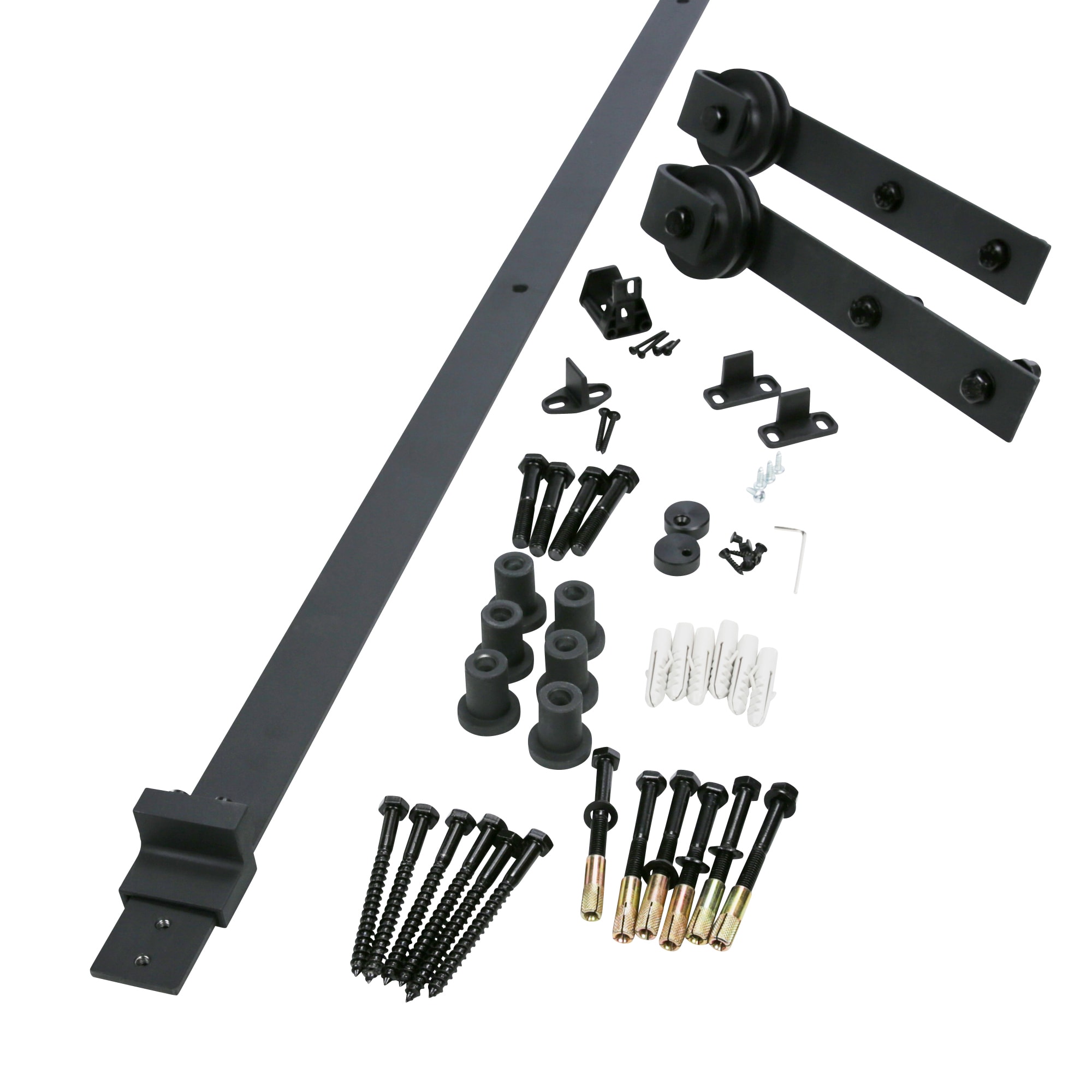 96-in Matte Black Interior J-strap Single Barn Door Kit BD102K-09600-MB ...