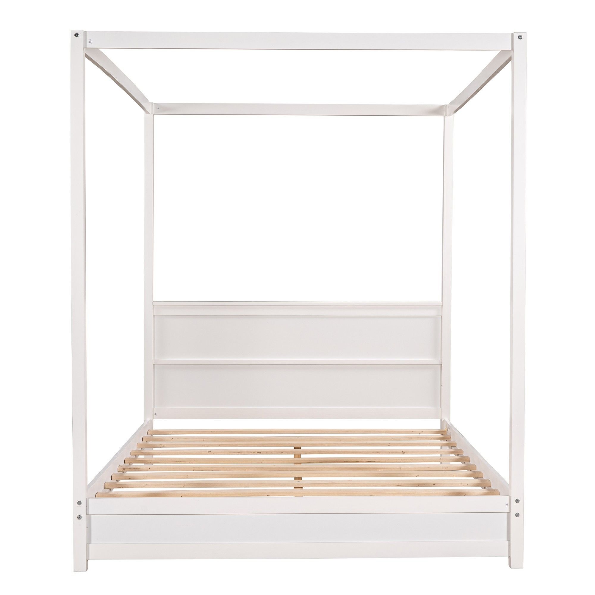 Yiekholo Contemporary White Queen Canopy Bed with Storage Space at ...