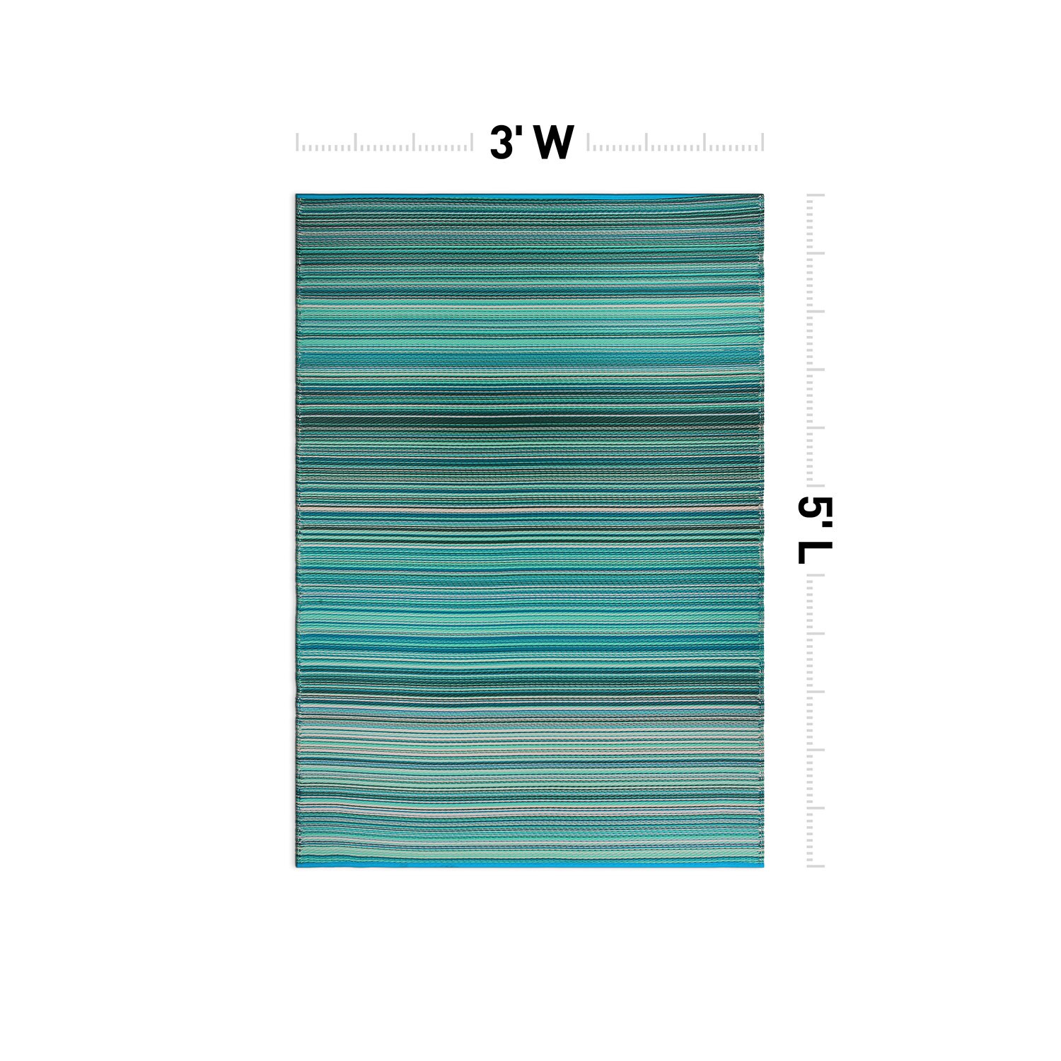 Blue Striped Reversible Synthetic Indoor/Outdoor Rug 3' x 5'