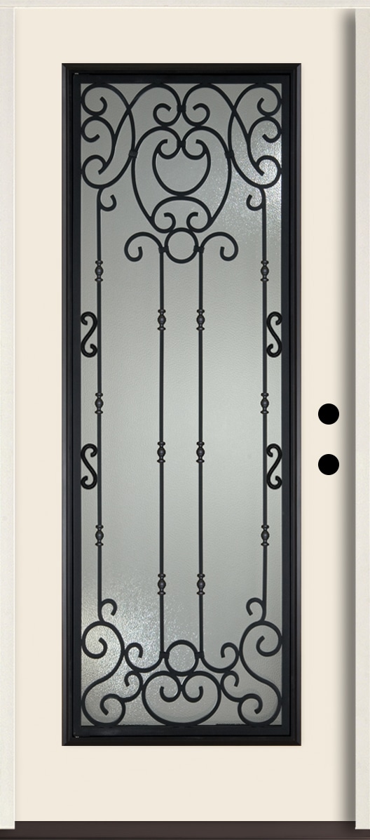 RELIABILT LO963940 Belle Meade 36-in x 80-in x 4-5/8-in Fiberglass Full lite Left-hand inswing Bisque Paint Painted Prehung Front Door Insulating core