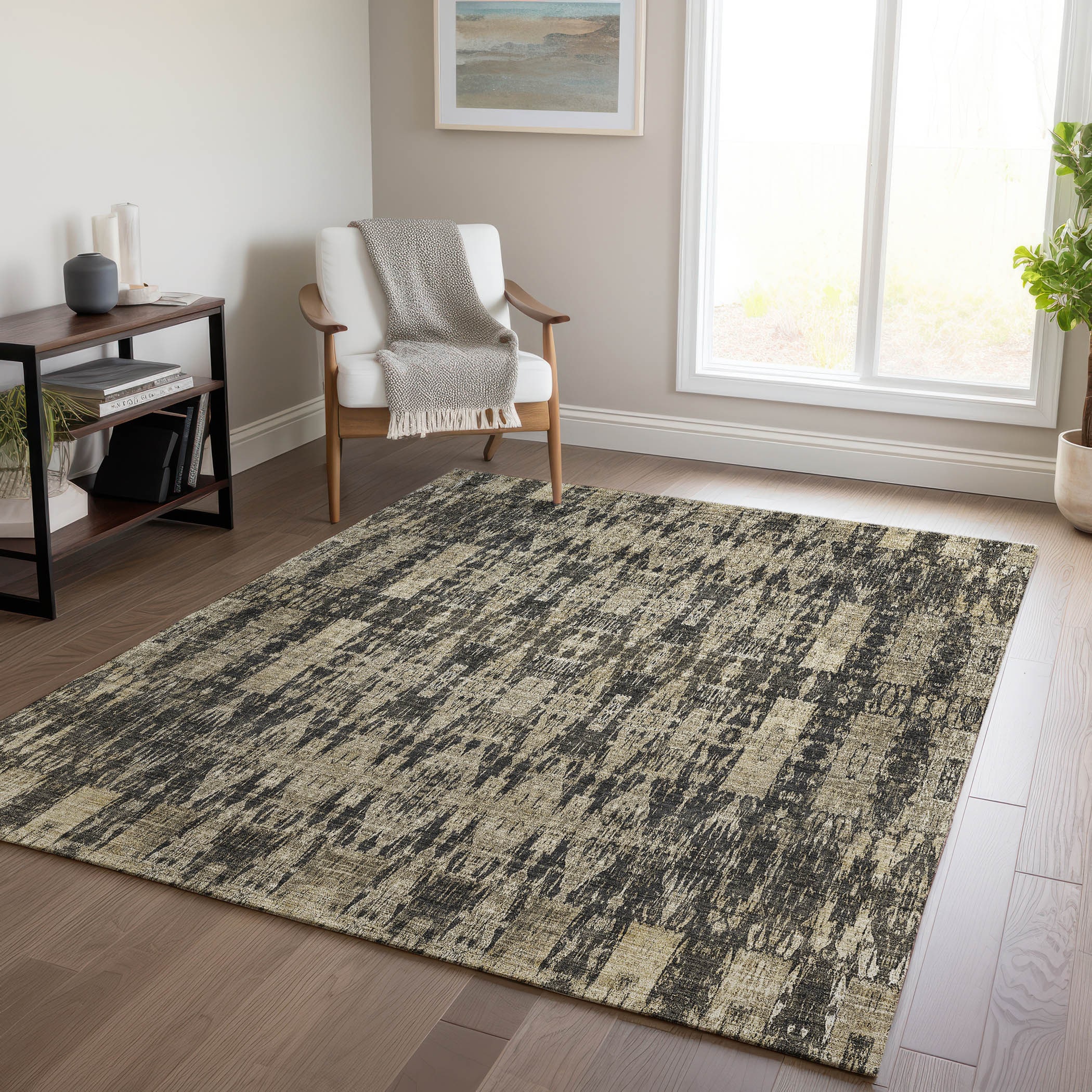 Addison Rugs ACN580BK8X10 Chantille ACN580BK 8 x 10 (ft) Polyester Black Rectangular Indoor/Outdoor Geometric Machine washable Area rug