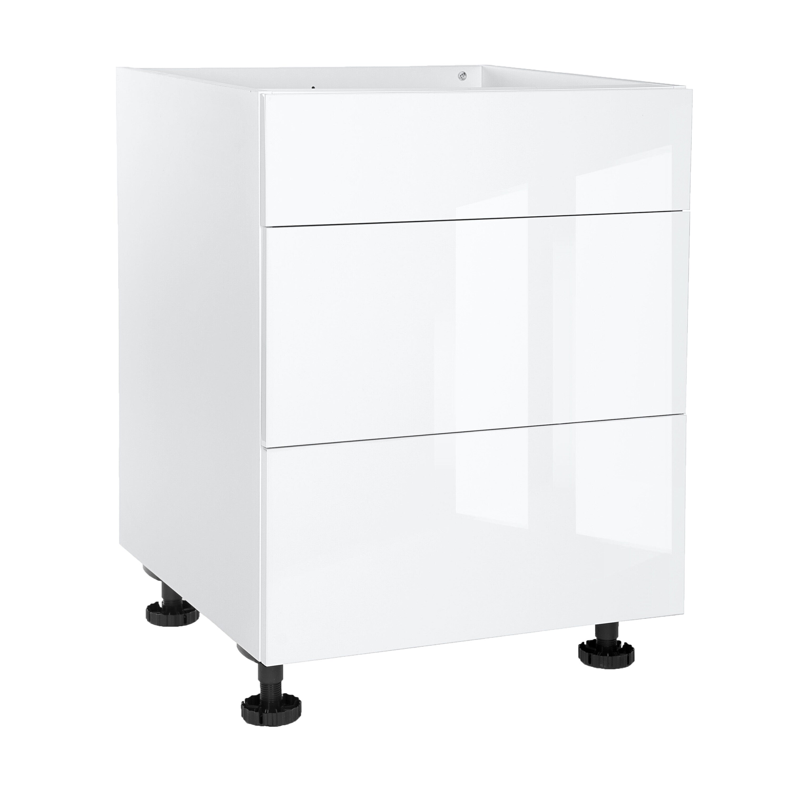 Cambridge SA-BUD2P30-WG 30-in W x 34.5-in H x 24-in D White Gloss Drawer Base Ready To Assemble Cabinet (Flat Panel Door Style)