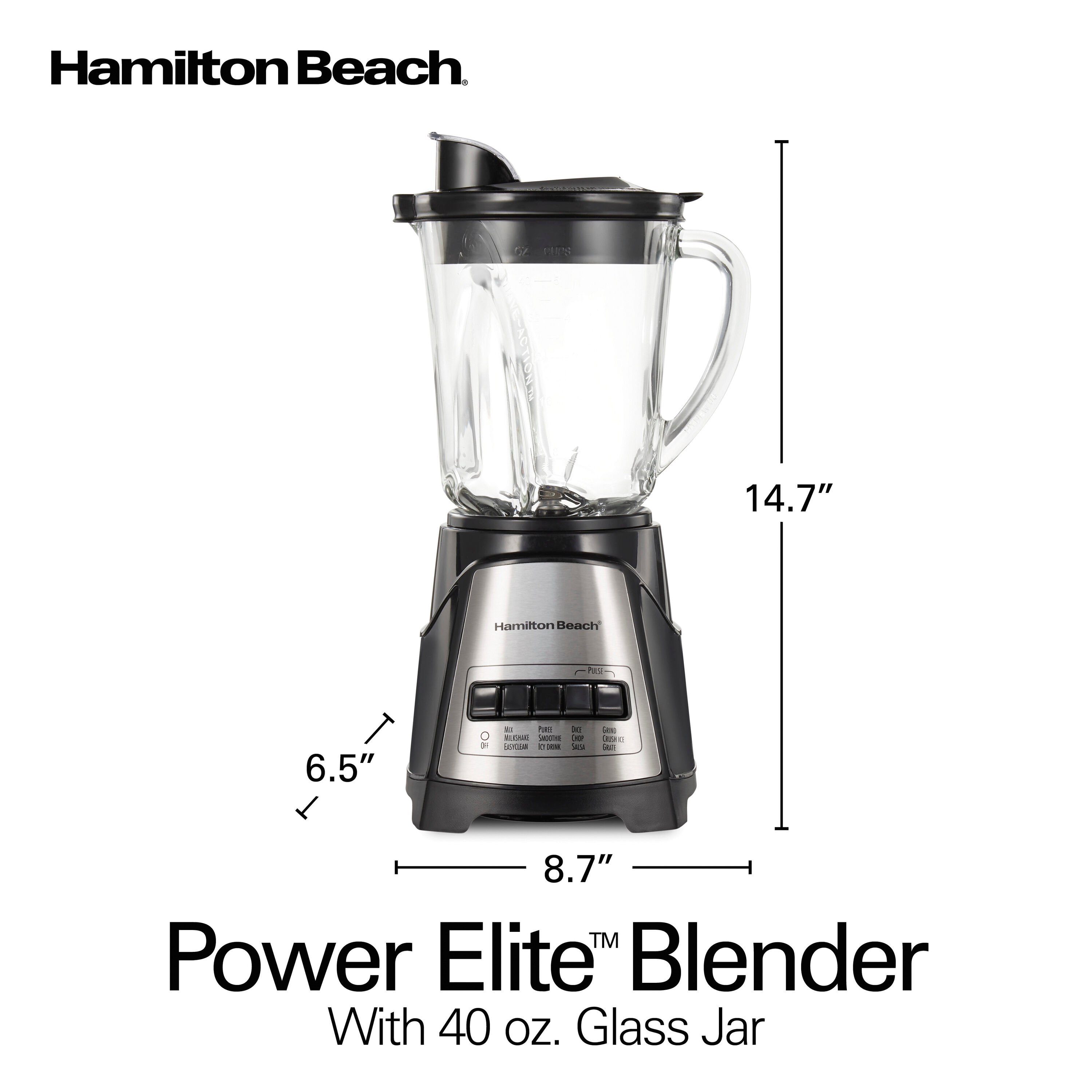 Hamilton Beach 40 Oz 700 Watt 12 Speed Countertop Blender Black And Stainless Steel In The 8770