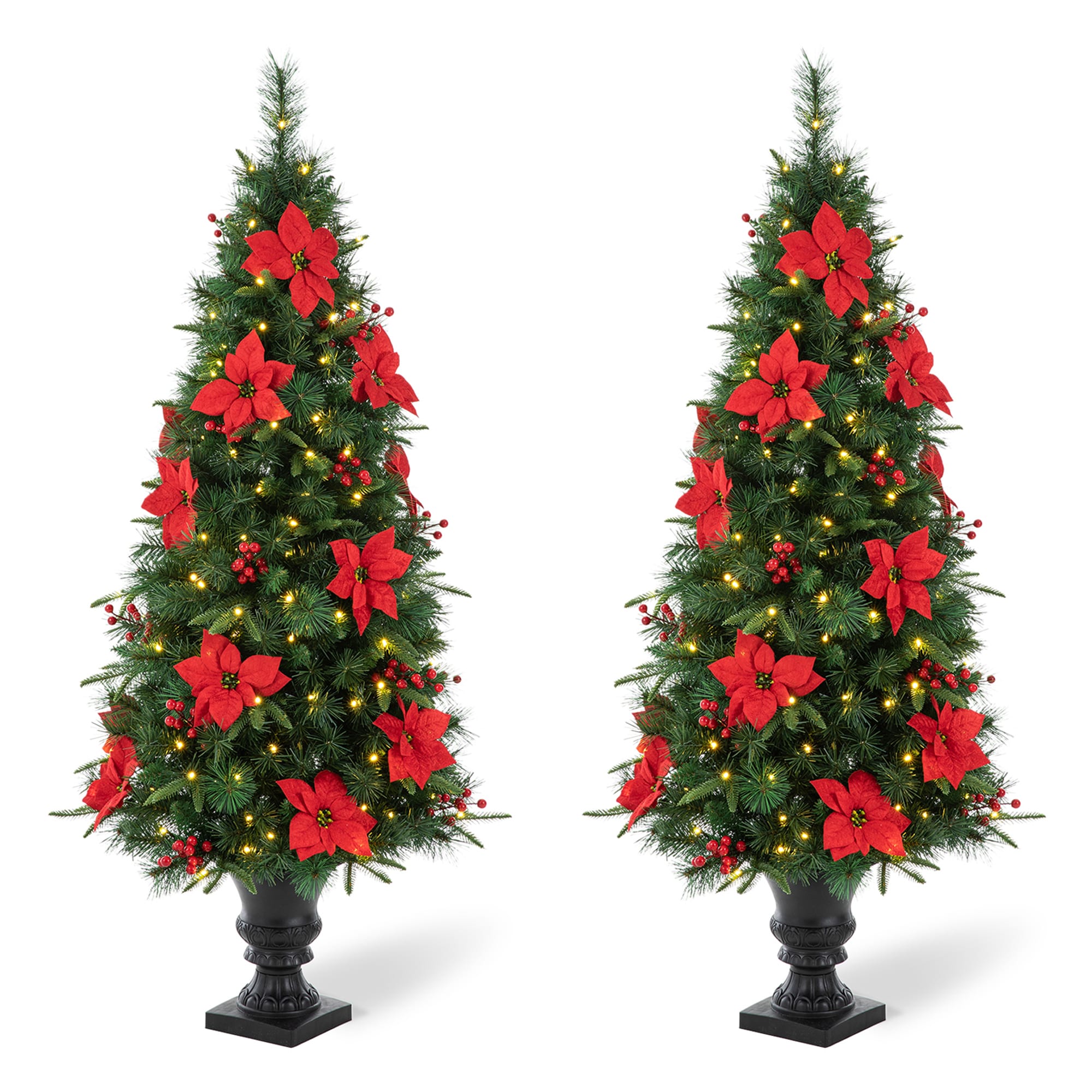 Glitzhome 2030800008 5-ft Pre-lit Artificial Christmas Tree with White LED Lights