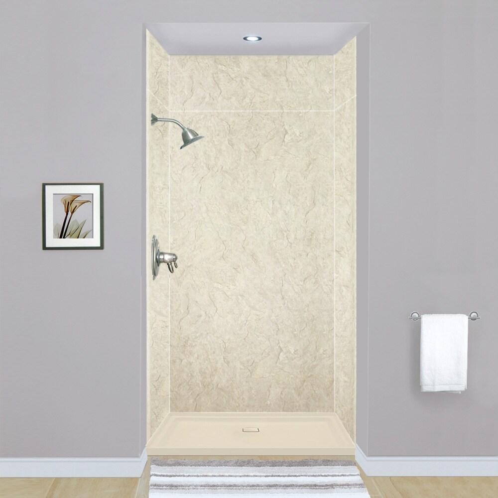 Transolid EWKX483696-44 Expressions 48-in W x 36-in D x 96-in H Sea Fog Glue To Wall Alcove Panel Kit