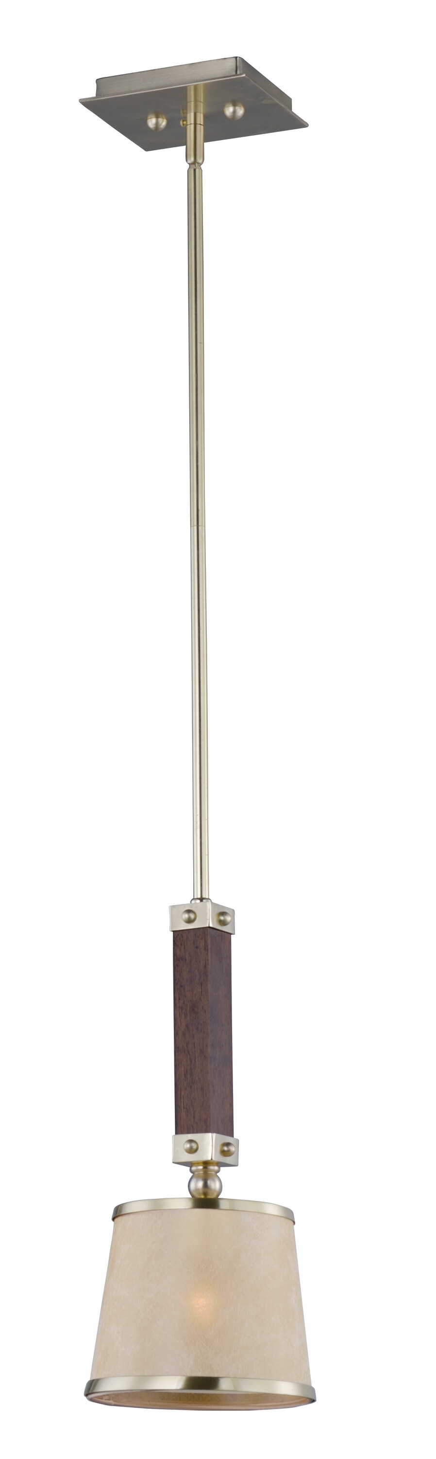 Maxim Lighting 20529AFAPSBR Maritime Antique Pecan/Satin Brass Coastal Cone Mini Hanging Pendant Light