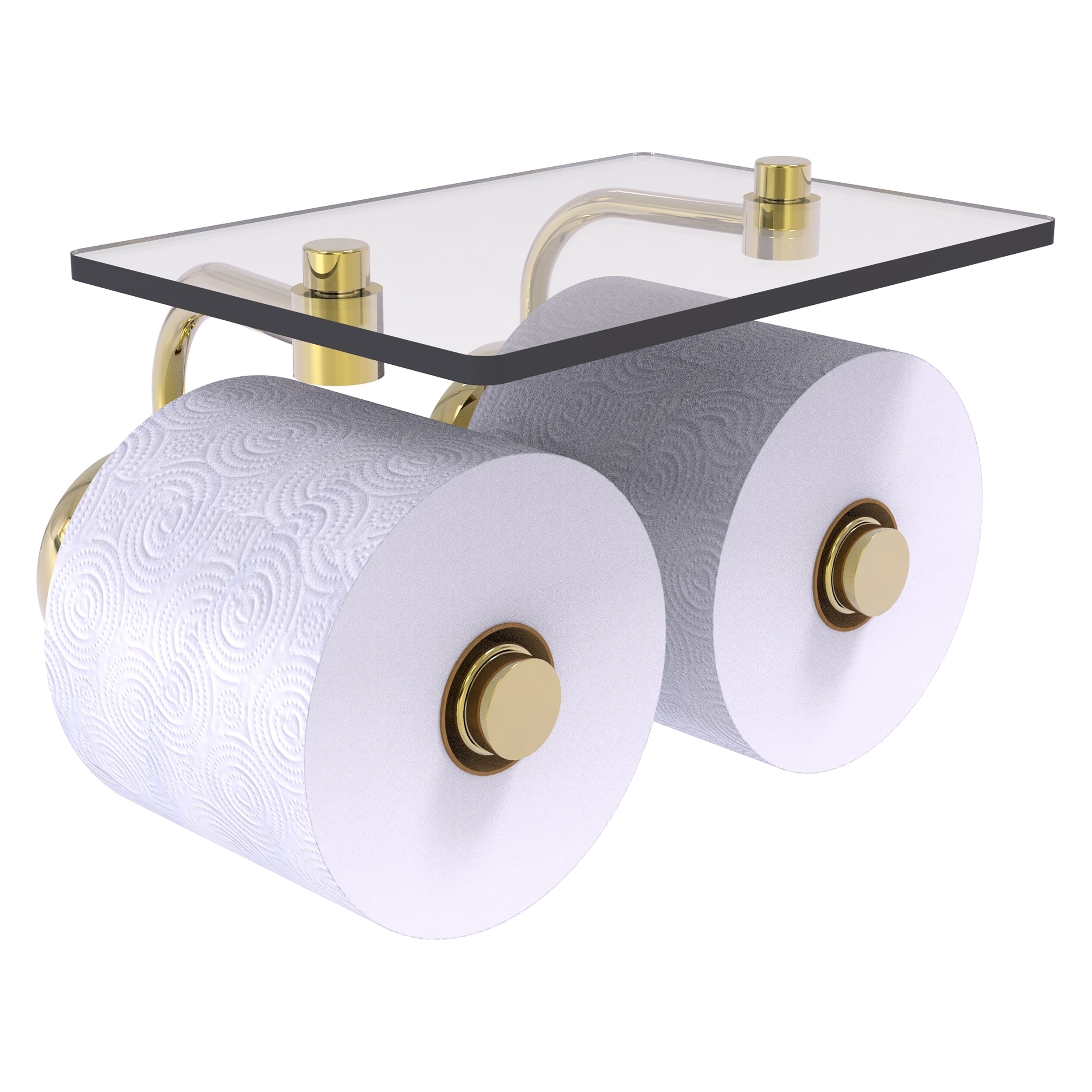 Allied Brass P1000-24-2S-UNL Prestige Skyline Unlacquered Brass Wall mount Double post Toilet Paper Holder 2 -Rolls