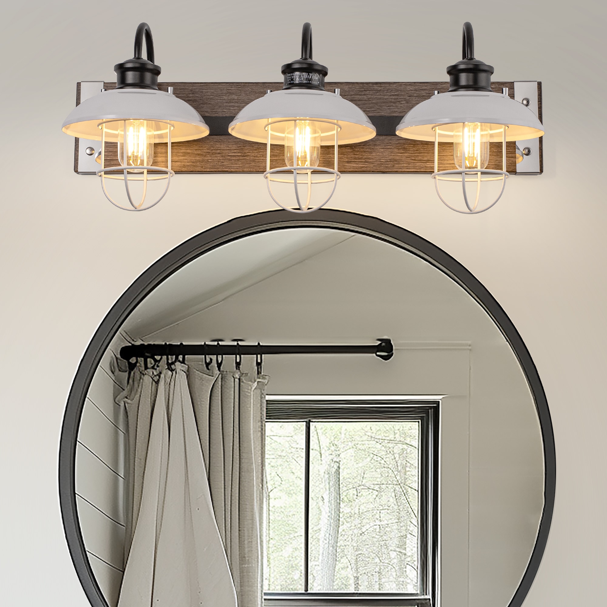 YANSUN LA-HH-JQ31601CCH-11 24-in 3 -Light Chrome Industrial Vanity light