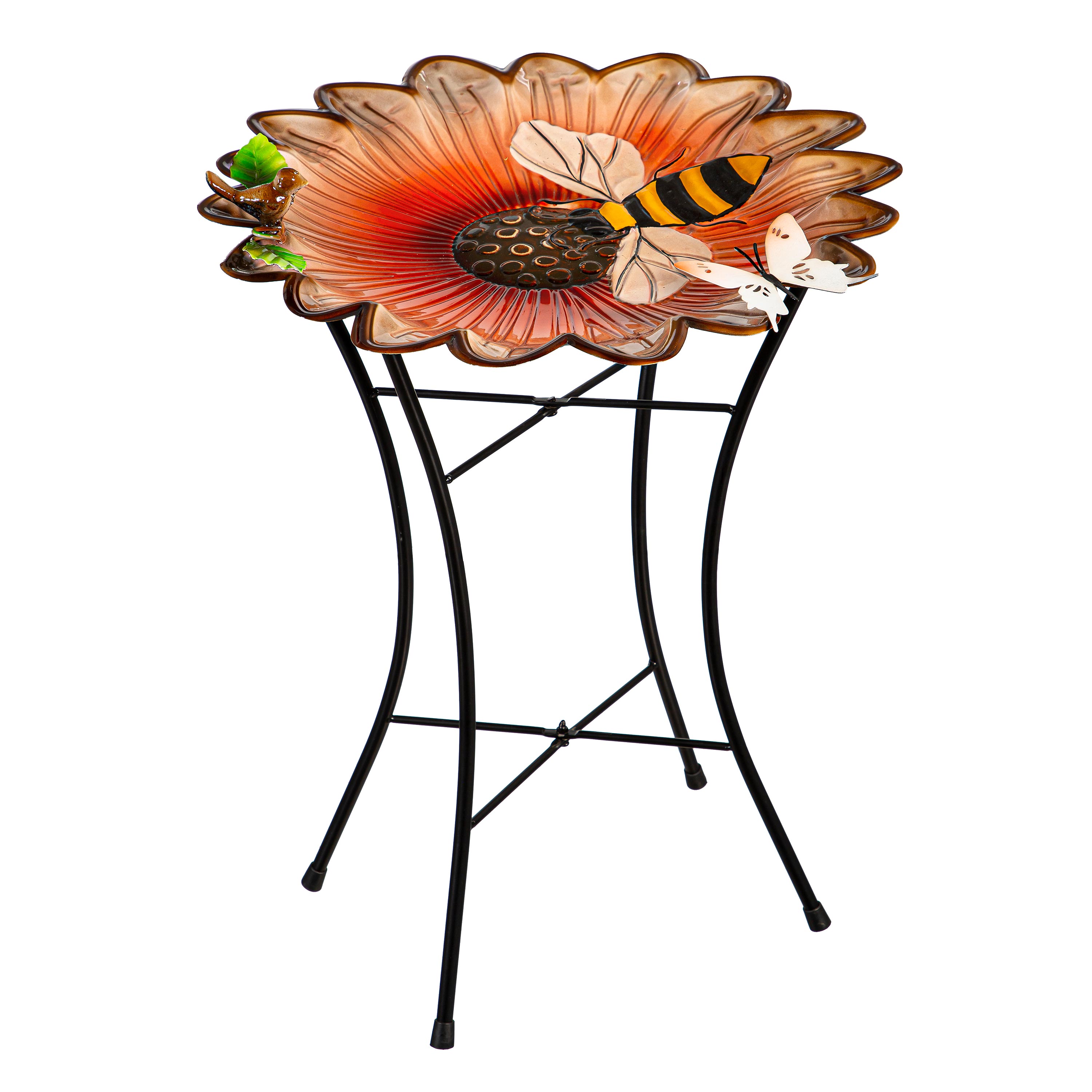 Evergreen 2GB7302 20-Inches H Multi-color Glass Complete birdbath