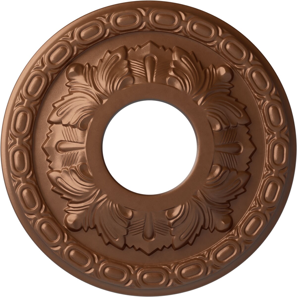 Ekena Millwork CM11LFPOS Leaf 11.375-in W x 11.375-in L Painted Polished Copper Polyurethane Whole Ceiling Medallion