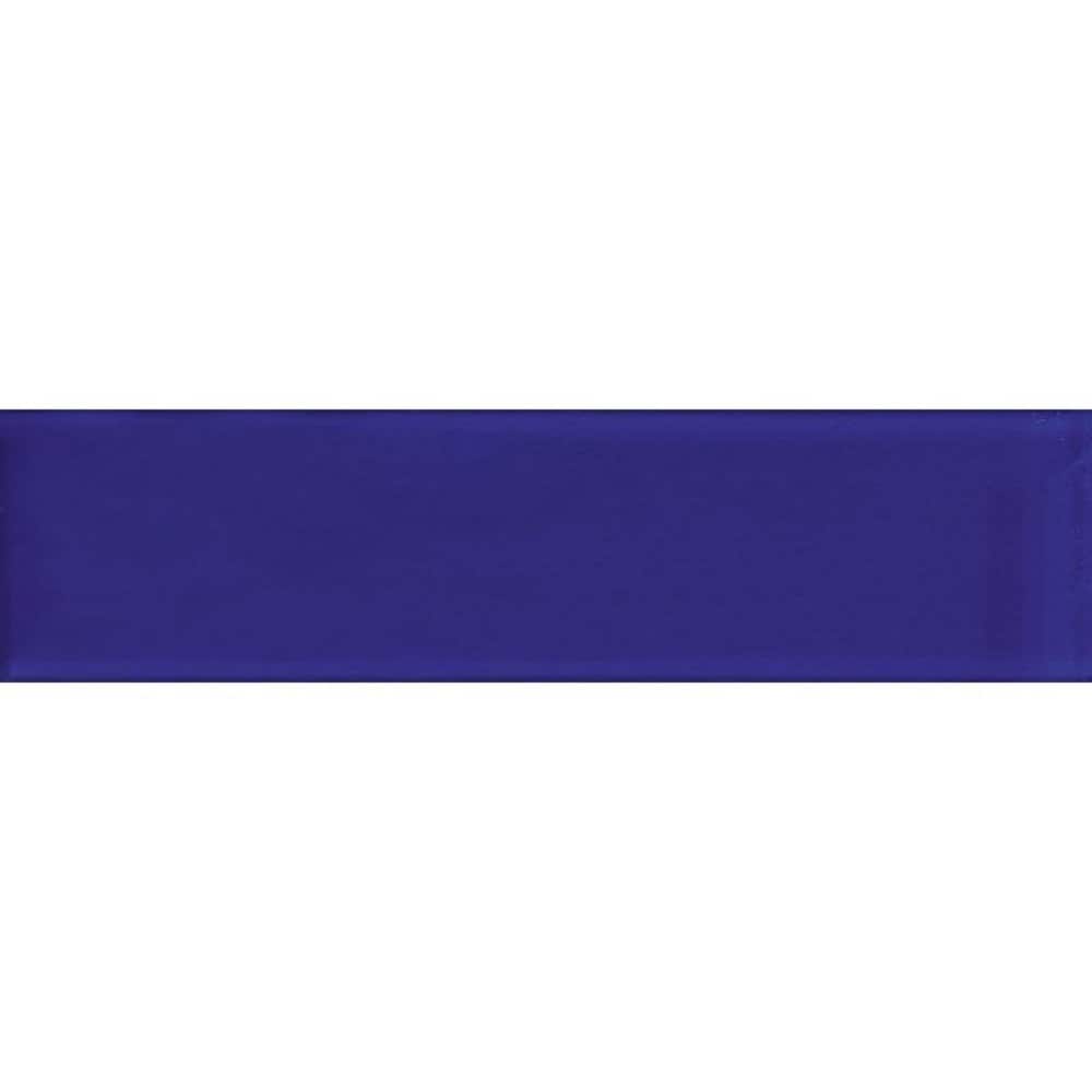 Apollo Tile APLA88012 4X16ASMPLE Sample- Wall Tile Royal Blue 4-in x 4-in Glossy Glass Subway Wall Tile
