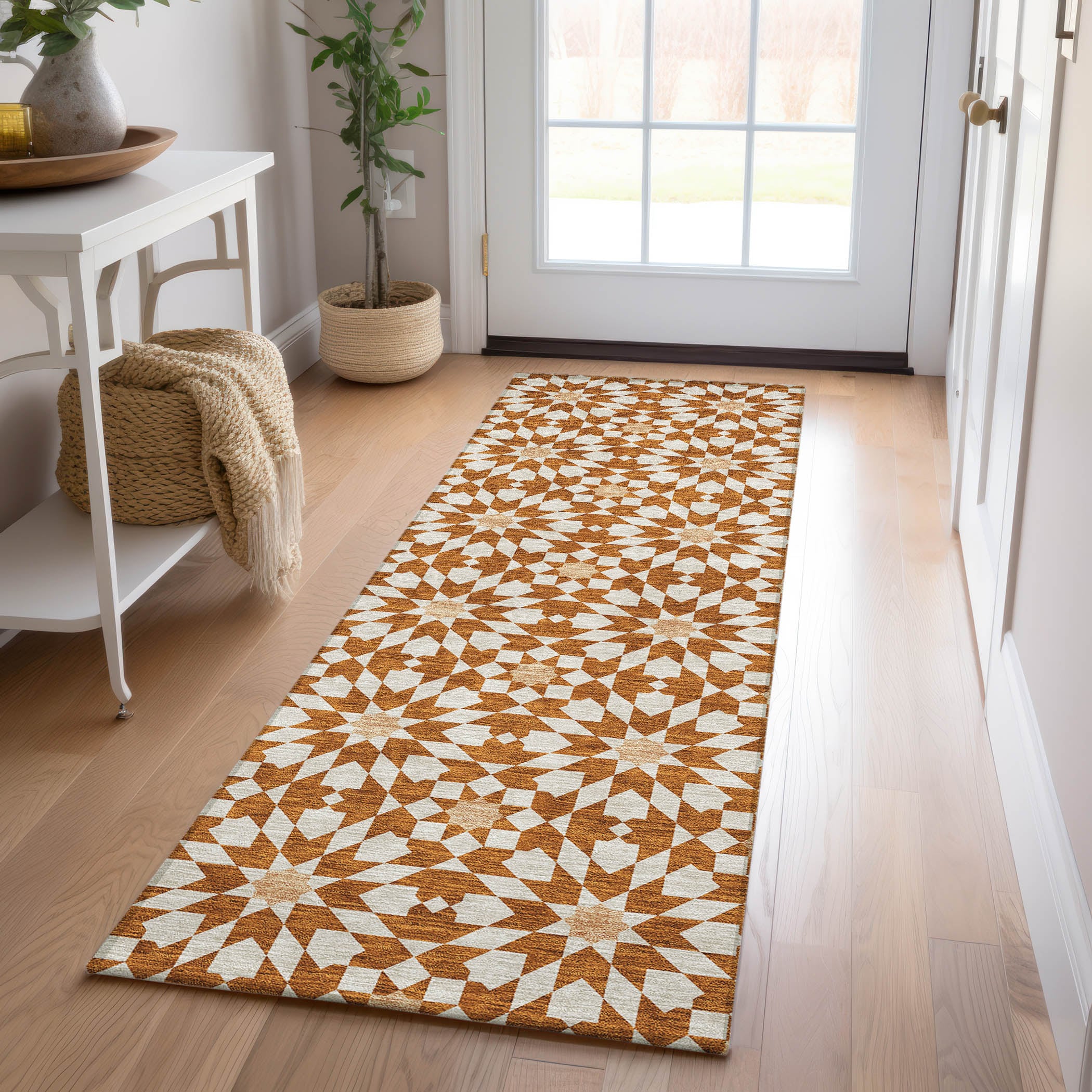 Addison Rugs ACN734PK2X8 Chantille ACN734PK 2 x 7 (ft) Polyester Paprika Rectangular Indoor/Outdoor Geometric Machine washable Area rug