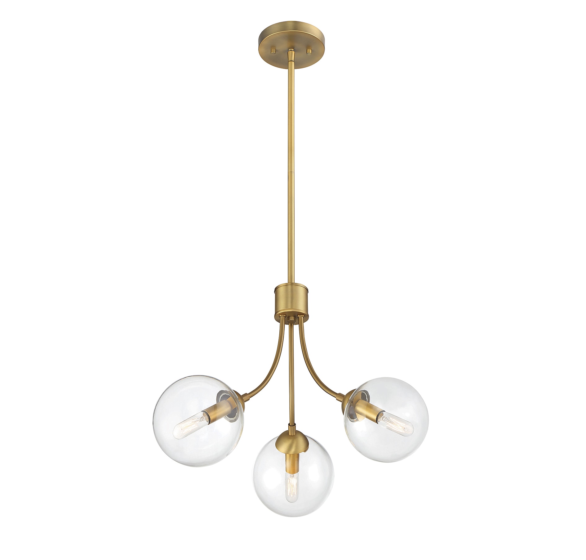 Meridian Lite Trends M10057NB Meridian 3 -Light Brushed Brass Modern/contemporary For Use in Bedrooms, Dining Rooms, Foyers, Kitchens, Living Rooms Chandelier