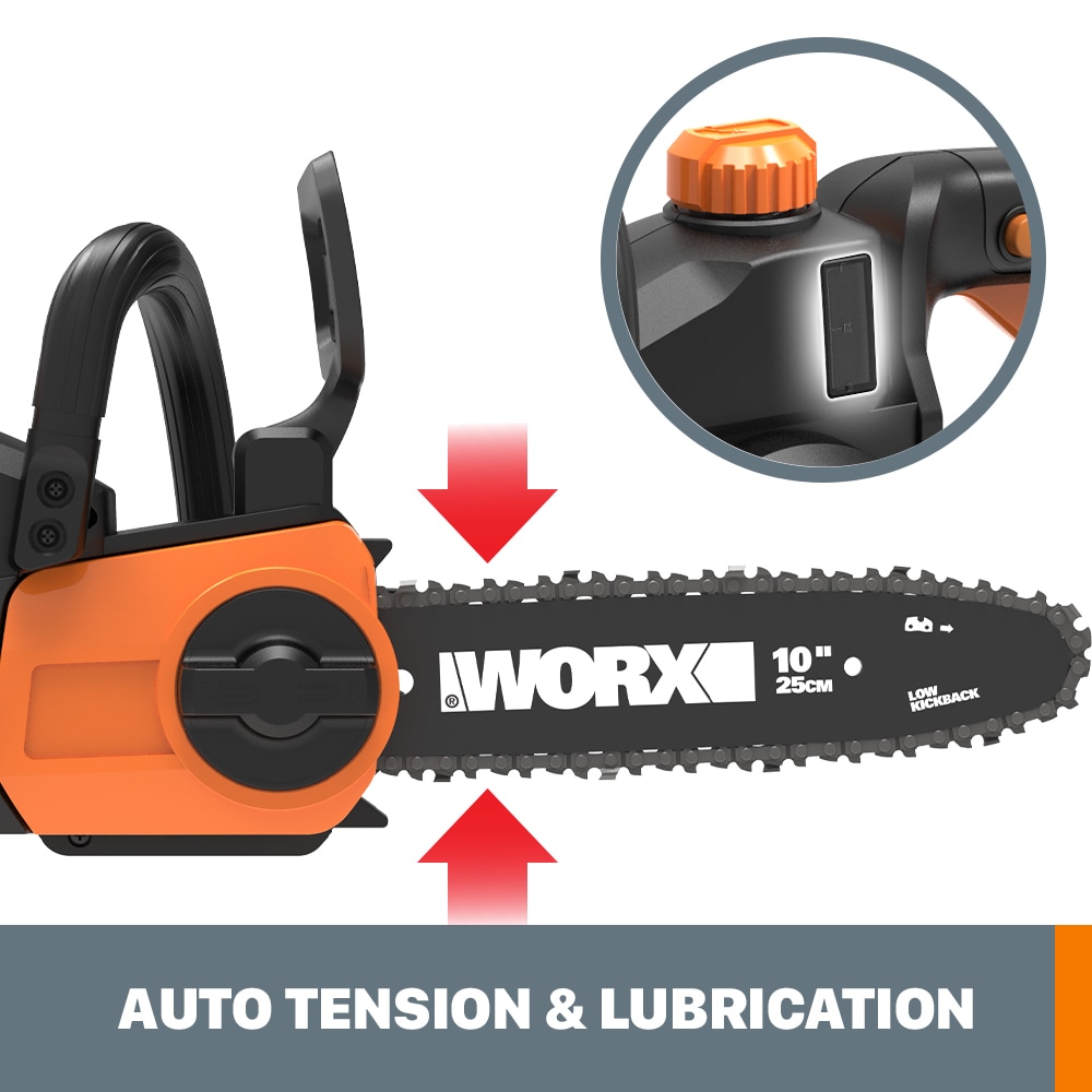 WORX 20V Cordless 12cm One Handed Pruning Chainsaw w/ POWERSHARE 2Ah  Battery & Charger - WG324E.B