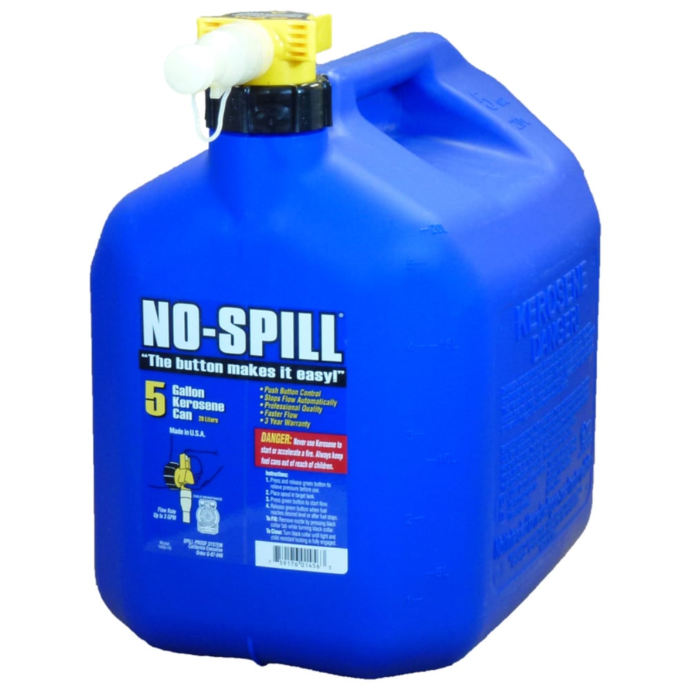 NO-SPILL No Spill 5 Gallon Kerosene Can with Thumb Control Spout Child Resistant High Flow Plastic EPA and CARB Compliant