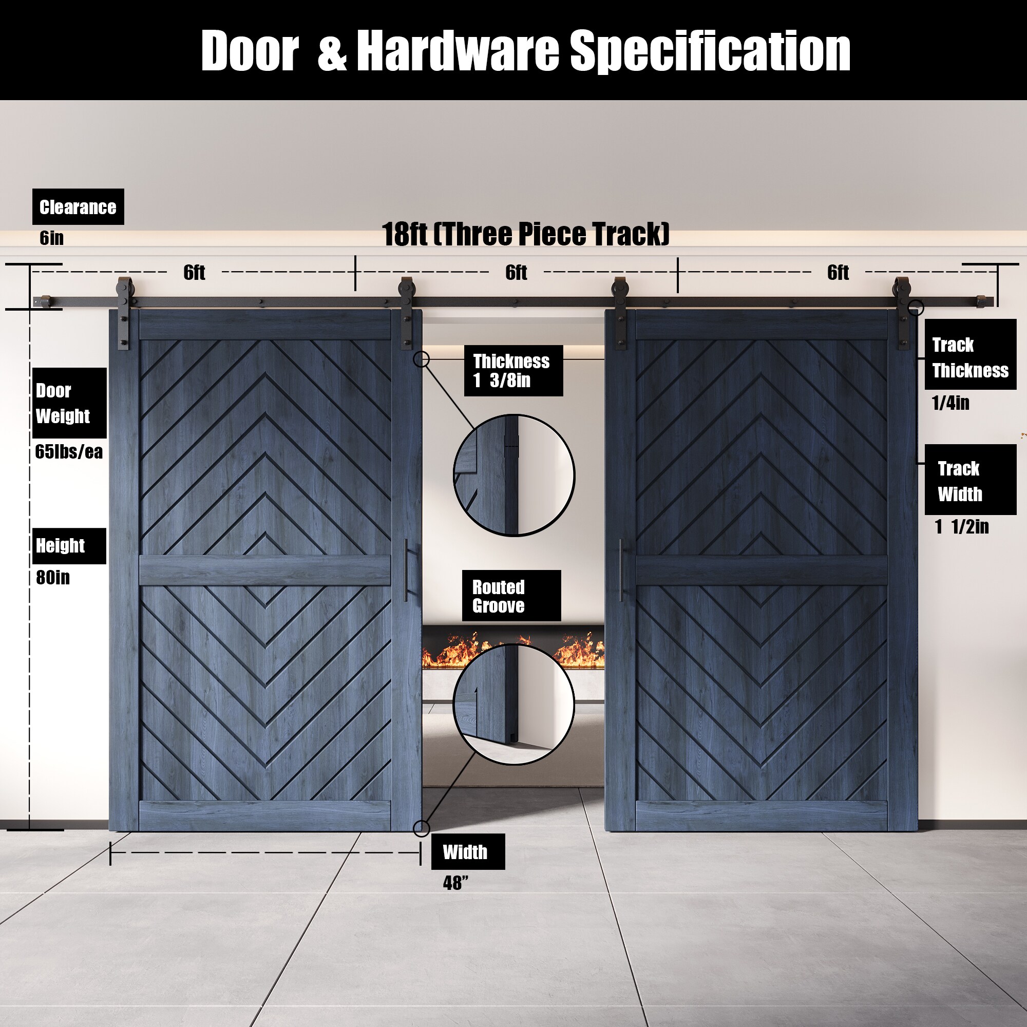 HOMACER YT2H216C-JT2-4880-NA Barn-Doors - View #2