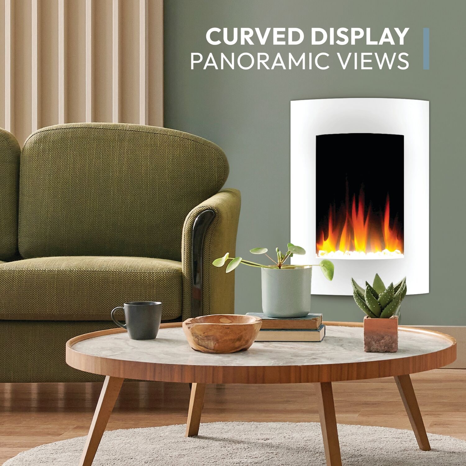 Cambridge 19.4-in W White Fan-forced Flat Wall Electric Fireplace with ...