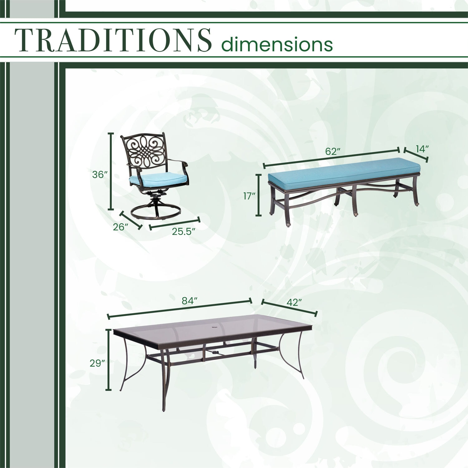 Hanover TRADDN7PCSW5GBN-BLU Patio-Dining-Sets - View #3