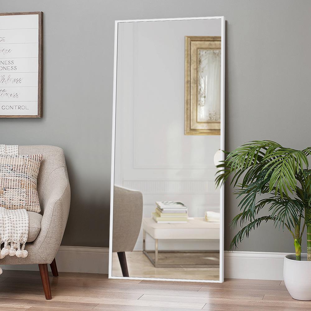 White Framed Full Length Floor Mirror, White Wood Framed Floor Mirror