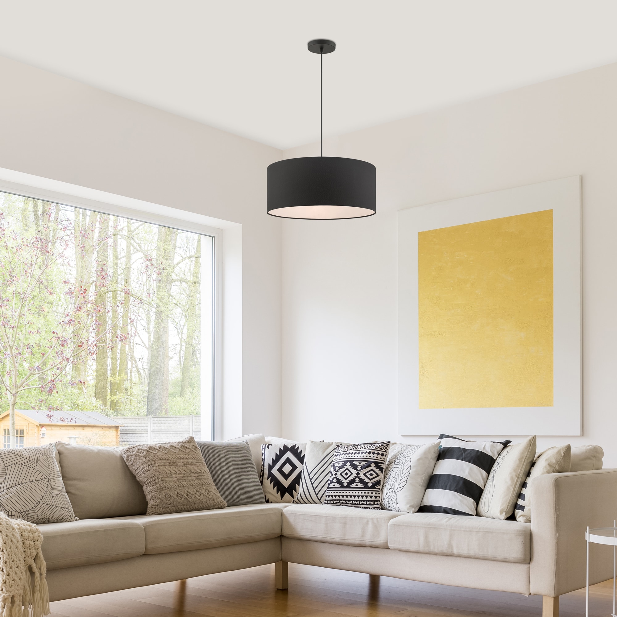 Bainbridge Matte Black Nickel 3-Light LED Drum Pendant