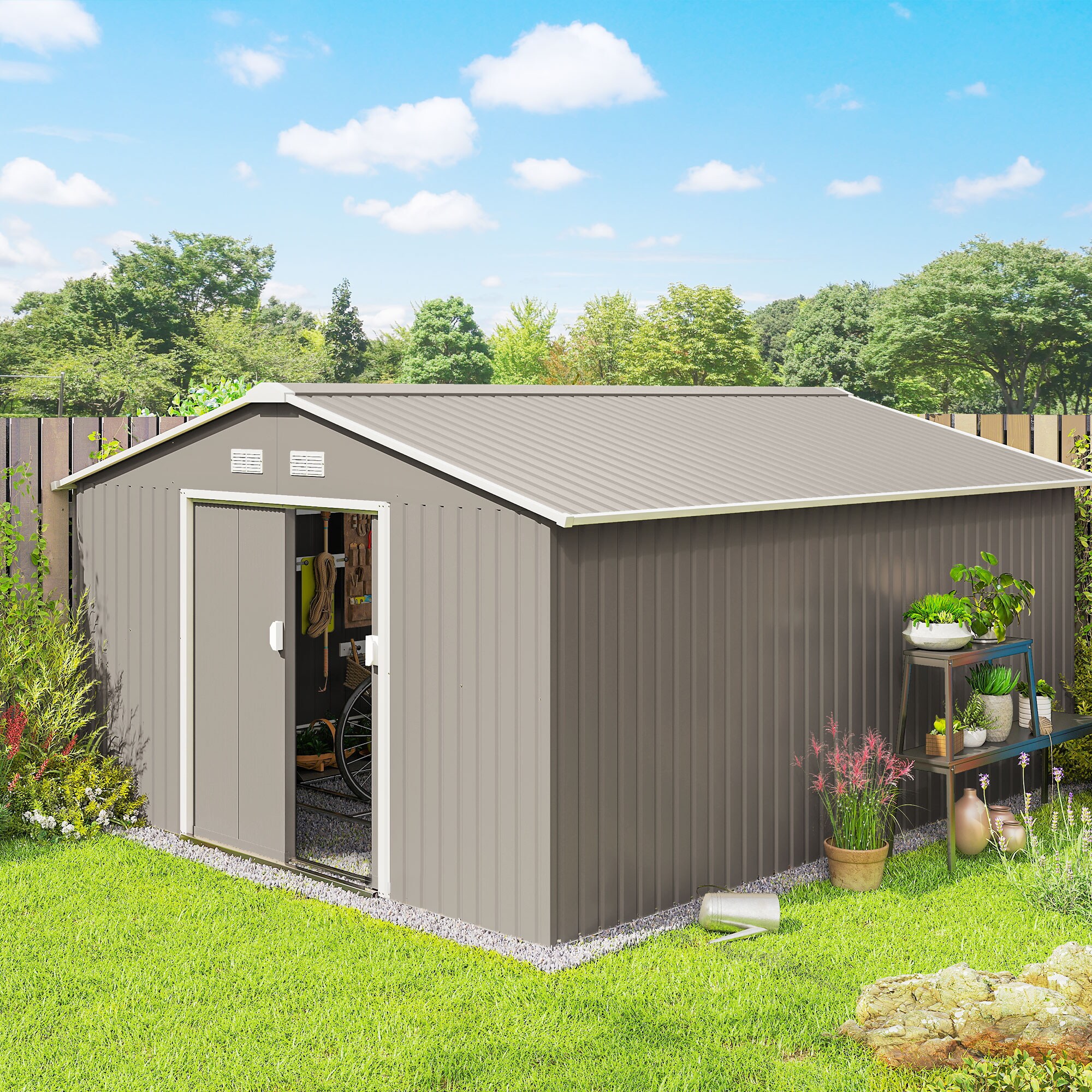 Outsunny 845-031V01LG Metal-Storage-Buildings-Sheds - View #2